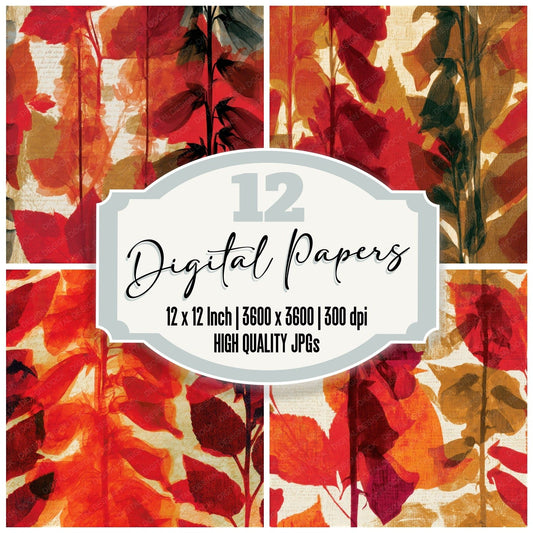 X Ray Foxglove Circus Red Gold Seamless Digital Paper Pack (DDD013301)