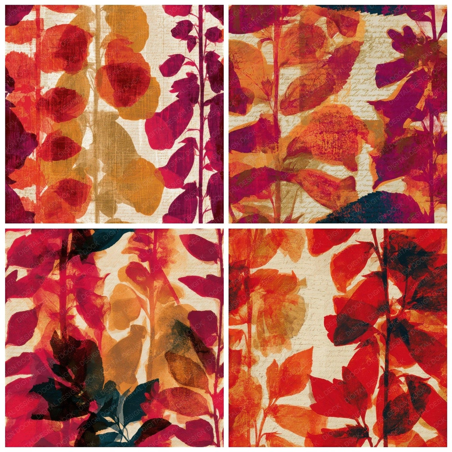 X Ray Foxglove Circus Red Gold Seamless Digital Paper Pack (DDD013301)