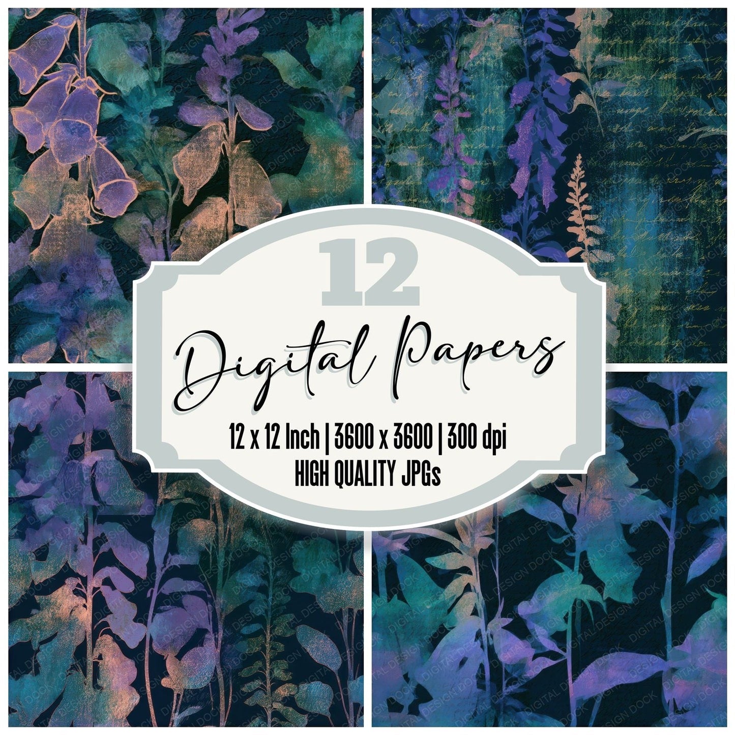 X-ray Foxglove Aurora Lilac Seamless Digital Paper Pack (DDD013302)