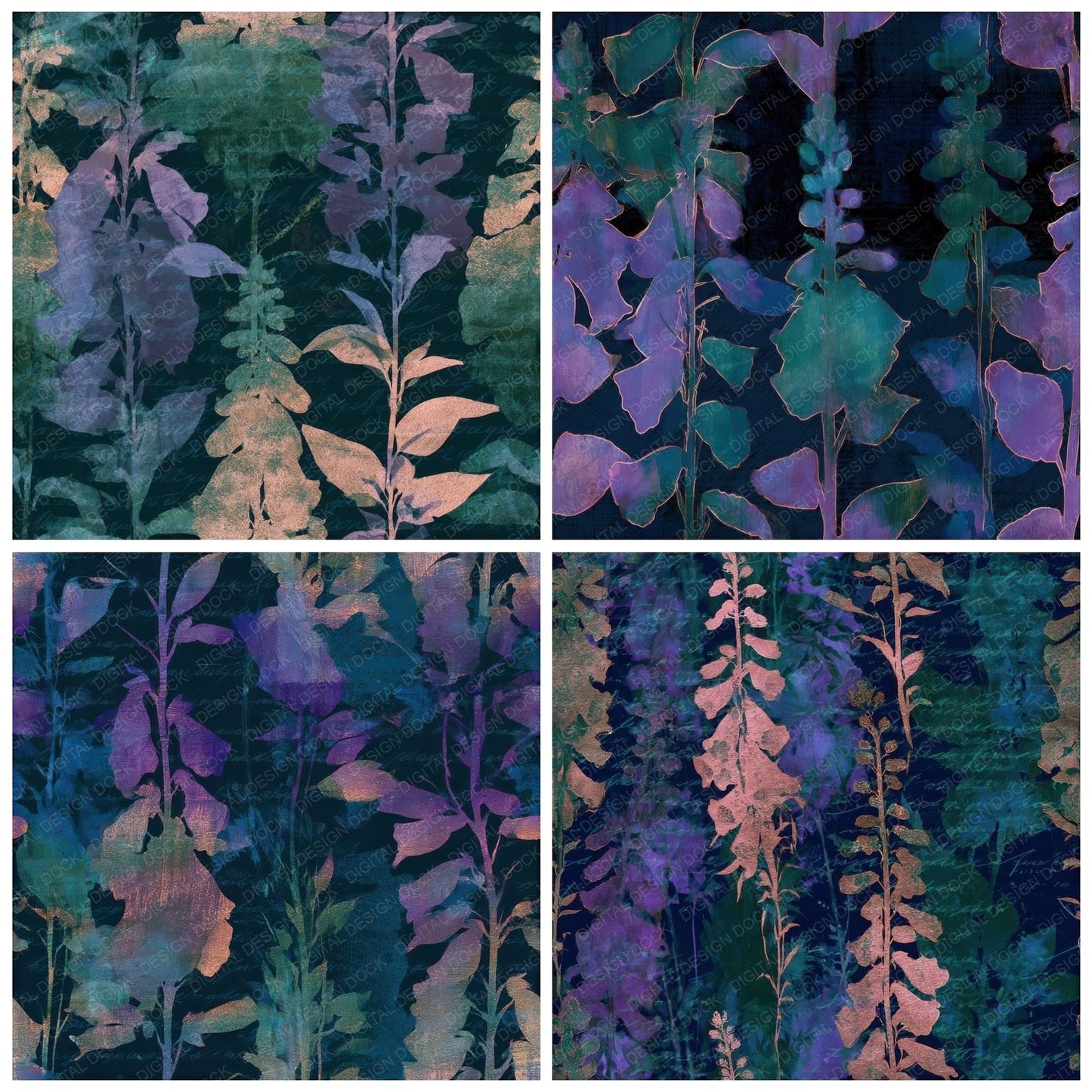X-ray Foxglove Aurora Lilac Seamless Digital Paper Pack (DDD013302)