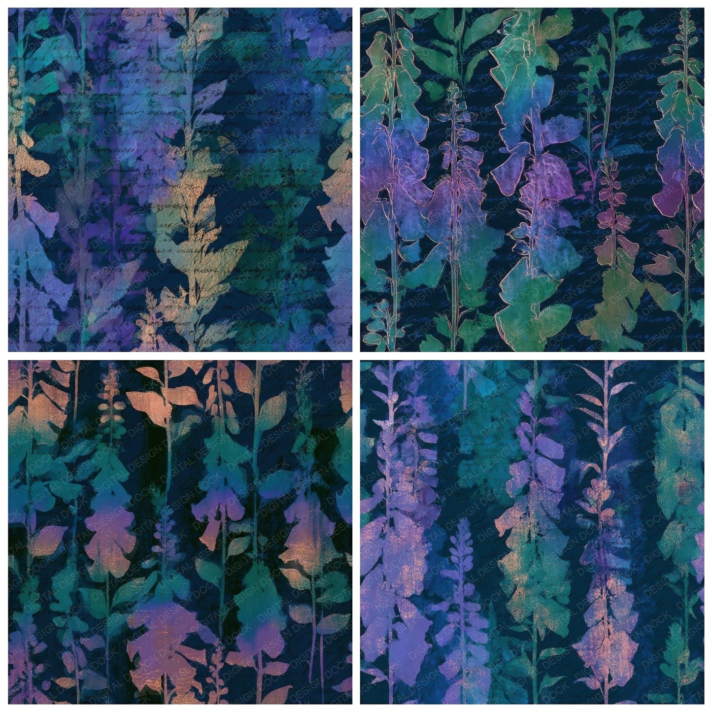 X-ray Foxglove Aurora Lilac Seamless Digital Paper Pack (DDD013302)