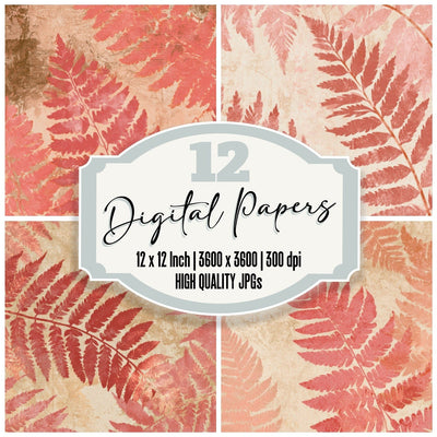Minimal Fern Coral Dusty Pink Digital Paper Pack (DDD013305)