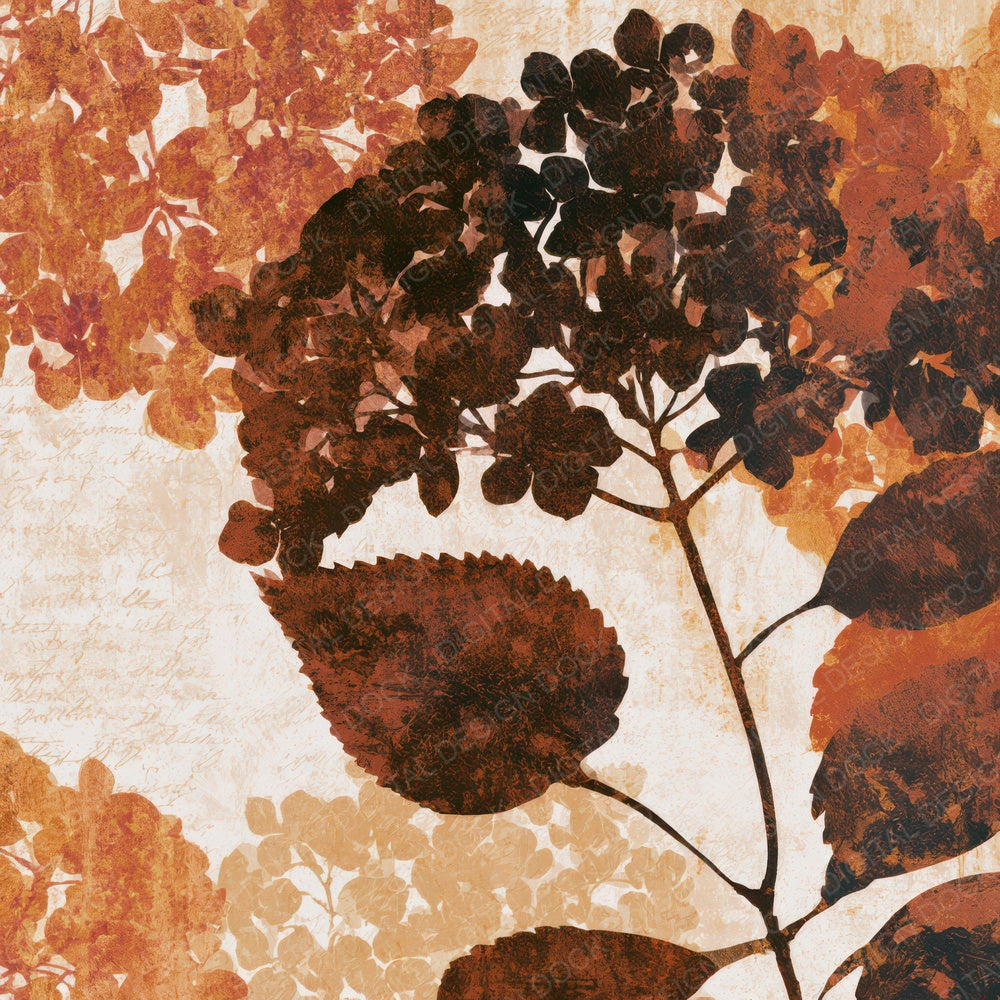Minimal Hydrangea Rust Bone Digital Paper Pack (DDD013306)