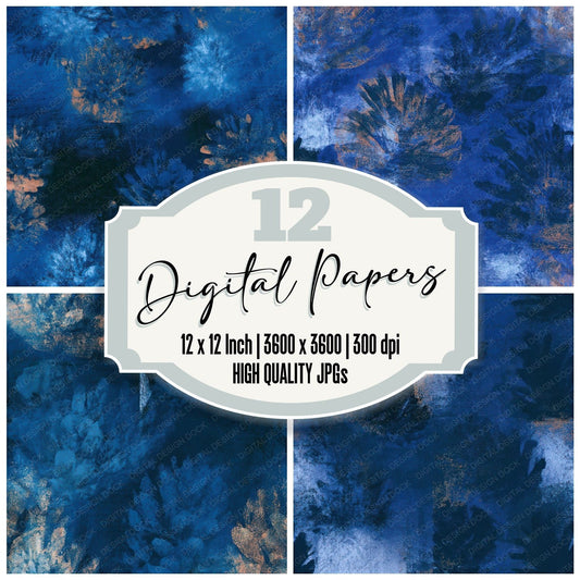 Minimal Pine Cone Navy Blue Seamless Digital Paper Pack (DDD013307)