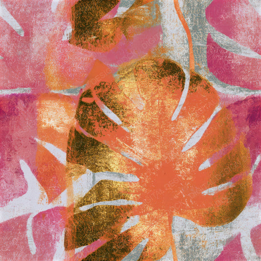 Monoprint Monstera Apricot Rose Seamless Digital Paper Pack (DDD013309)