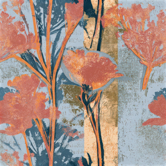 Monoprint Wildflowers Apricot Rose Seamless Digital Paper Pack (DDD013310)