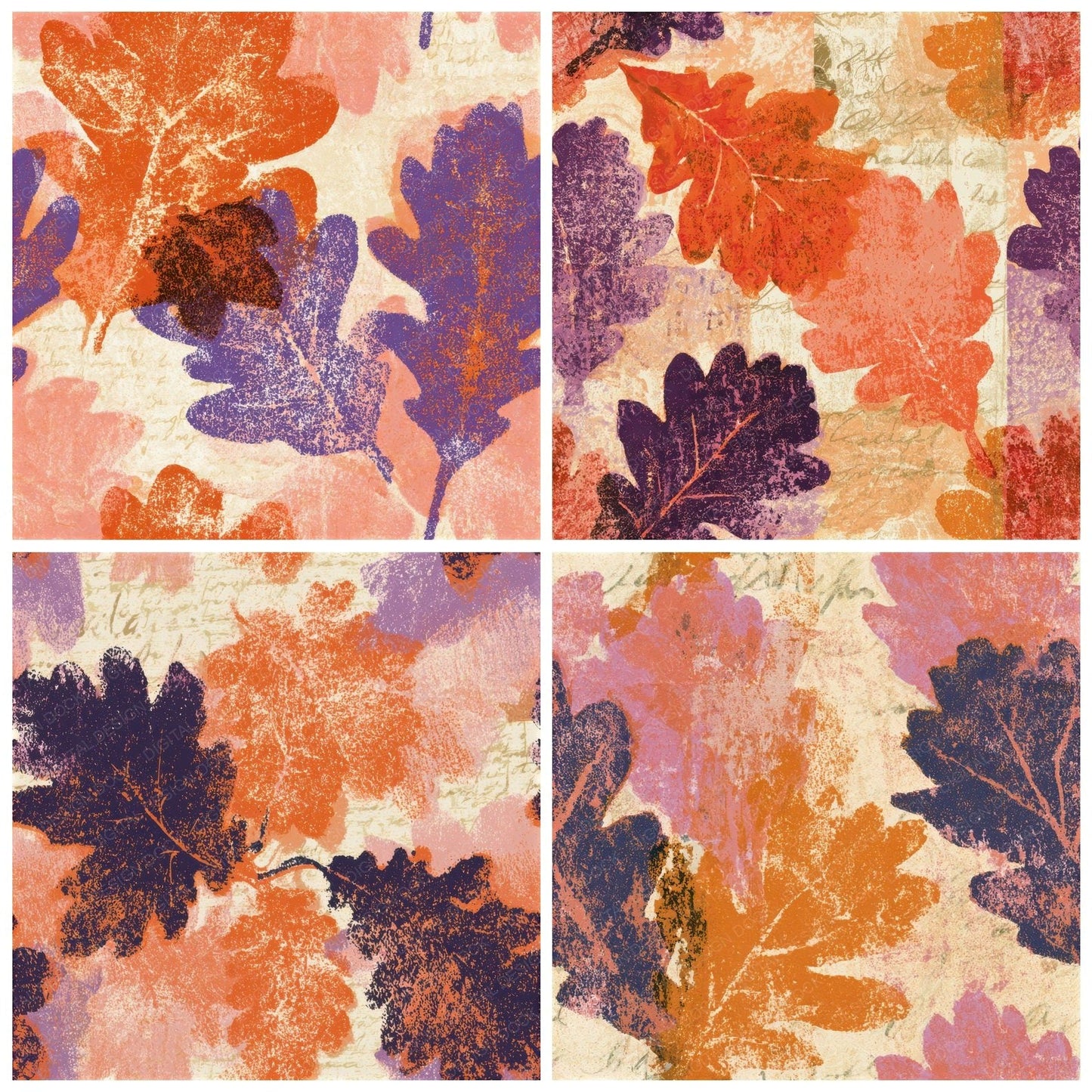 Screenprint Oak Leaves Tangerine Seamless Digital Paper Pack (DDD013312)