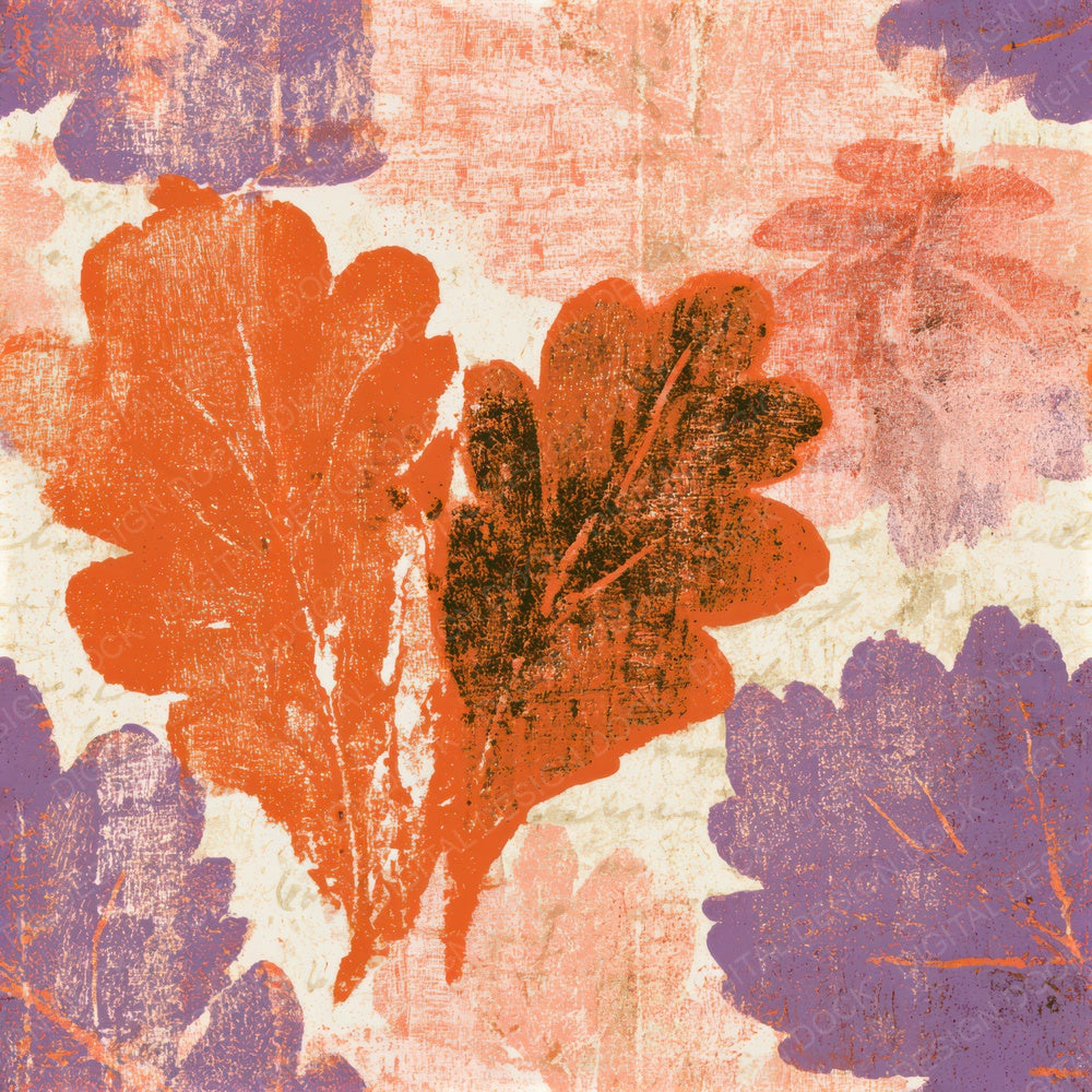 Screenprint Oak Leaves Tangerine Seamless Digital Paper Pack (DDD013312)
