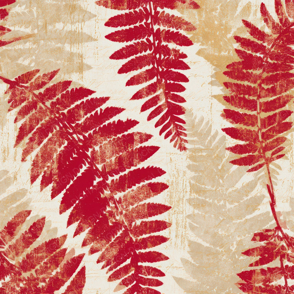 Woodblock Fern Circus Red Gold Digital Paper Pack (DDD013317)