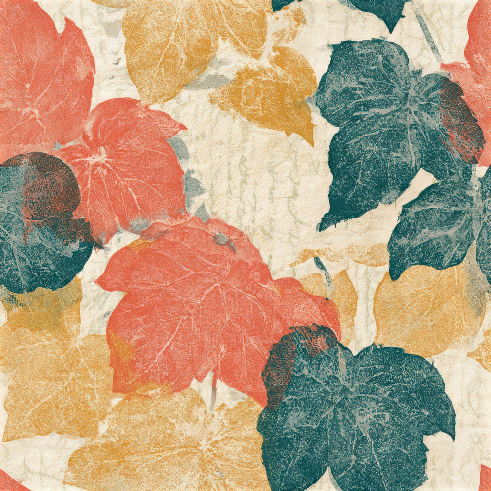 Woodblock Ivy Coral Gold Seamless Digital Paper Pack (DDD013318)