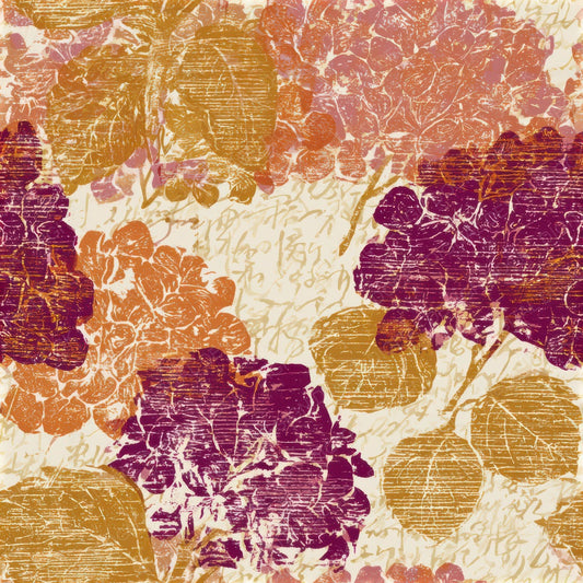 Woodcut Hydrangea Amber Magenta Seamless Digital Paper Pack (DDD013322)