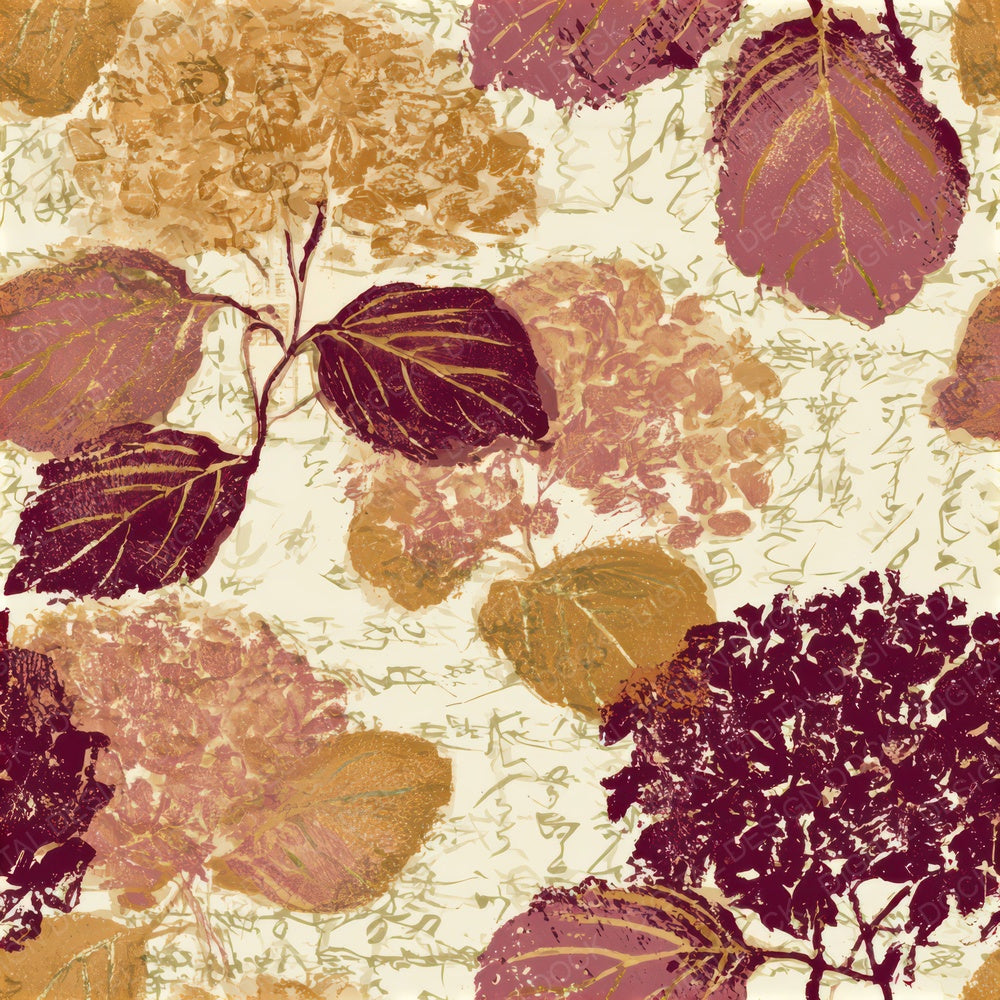 Woodcut Hydrangea Amber Magenta Seamless Digital Paper Pack (DDD013322)