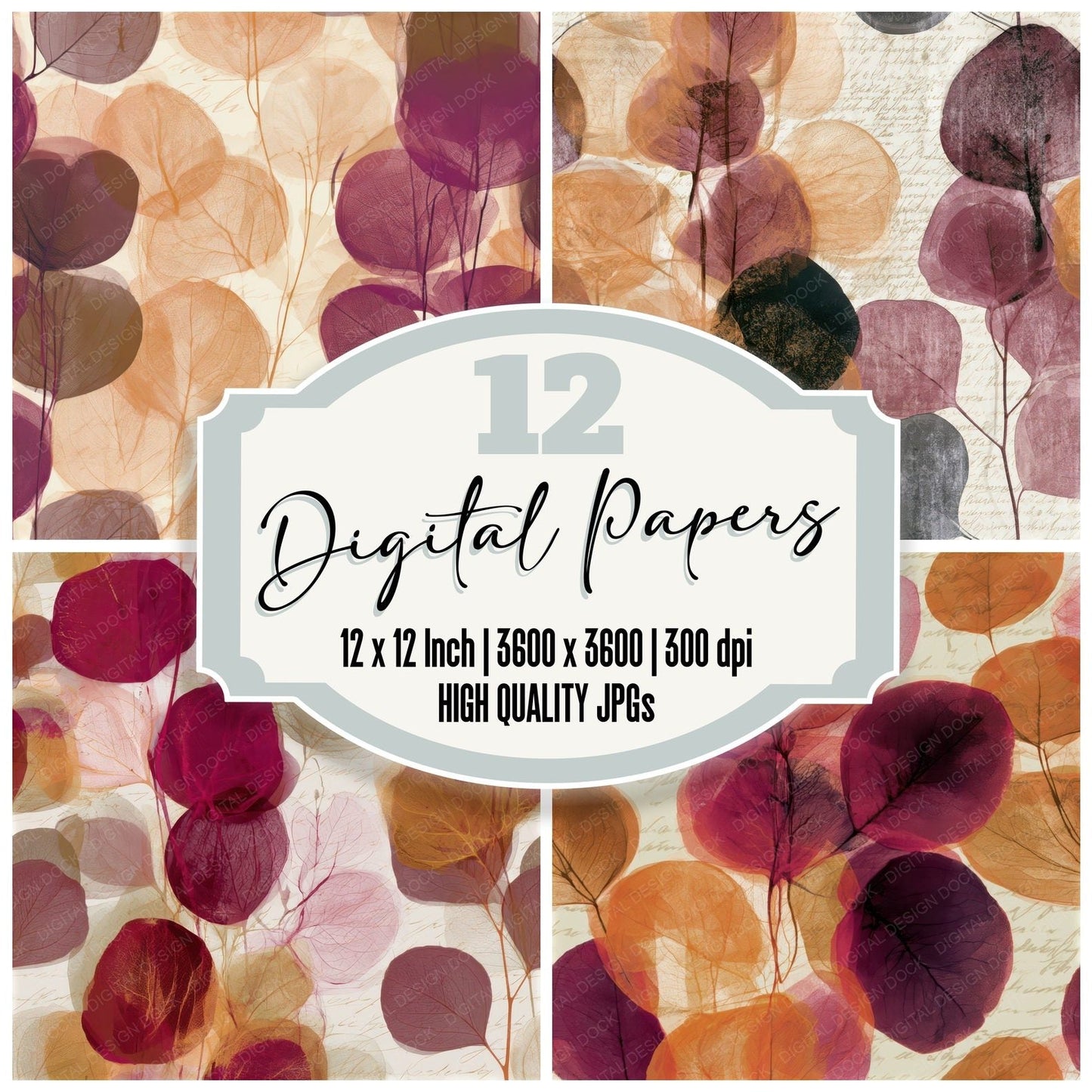 X-ray Eucalyptus Amber Magenta Seamless Digital Paper Pack (DDD013323)