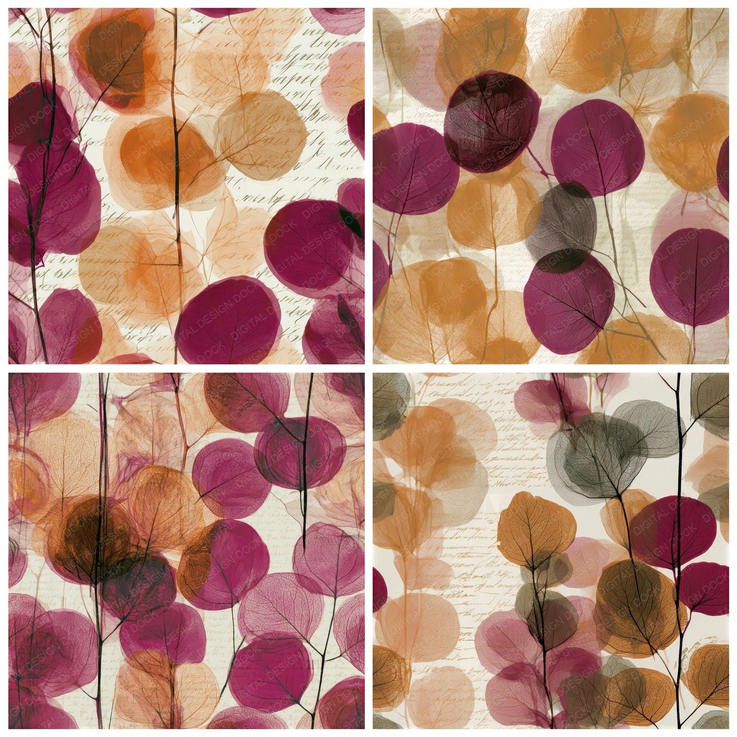 X-ray Eucalyptus Amber Magenta Seamless Digital Paper Pack (DDD013323)