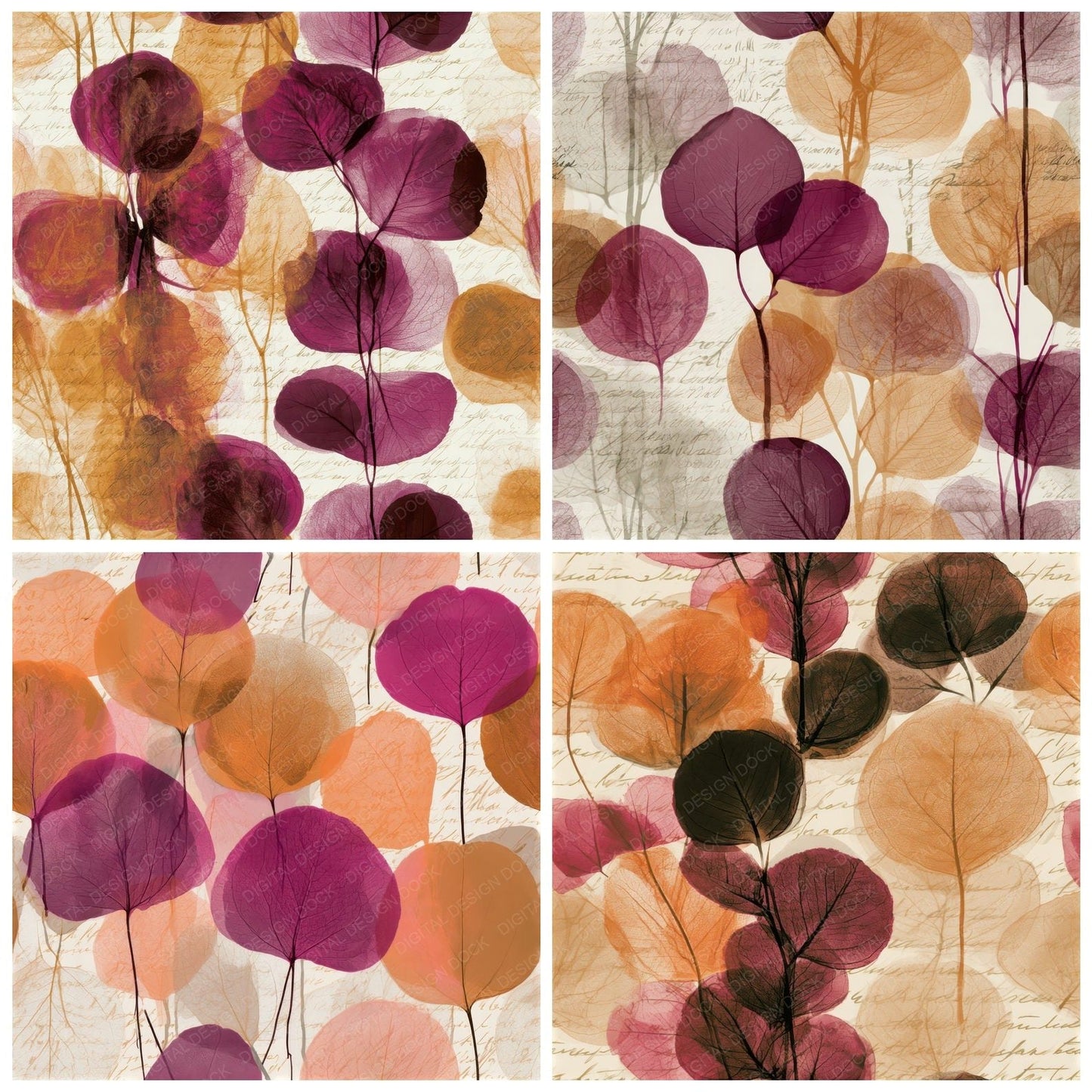 X-ray Eucalyptus Amber Magenta Seamless Digital Paper Pack (DDD013323)