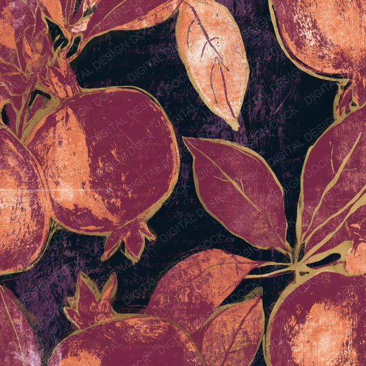 Linocut Quinces Oxblood Copper Digital Paper Pack (DDD013325)