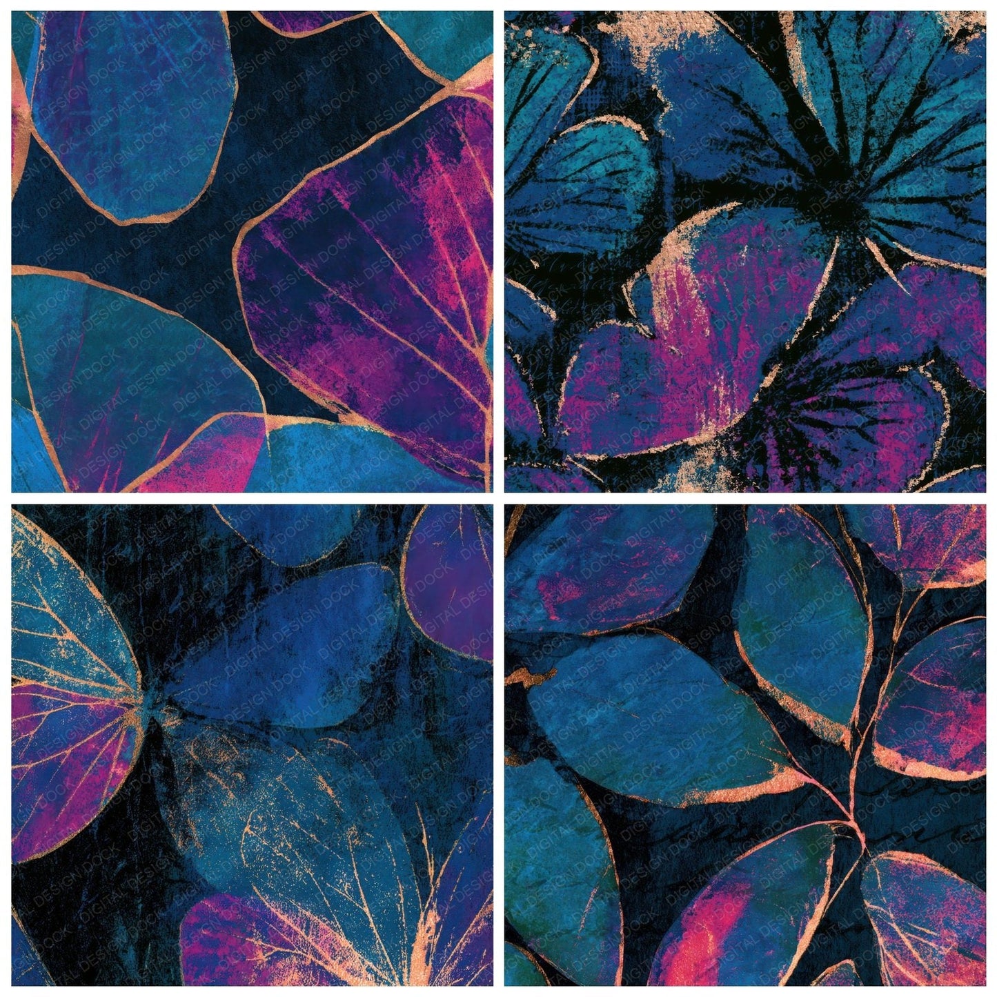 Minimal Butterfly Wings Teal Magenta Digital Paper Pack (DDD013326)