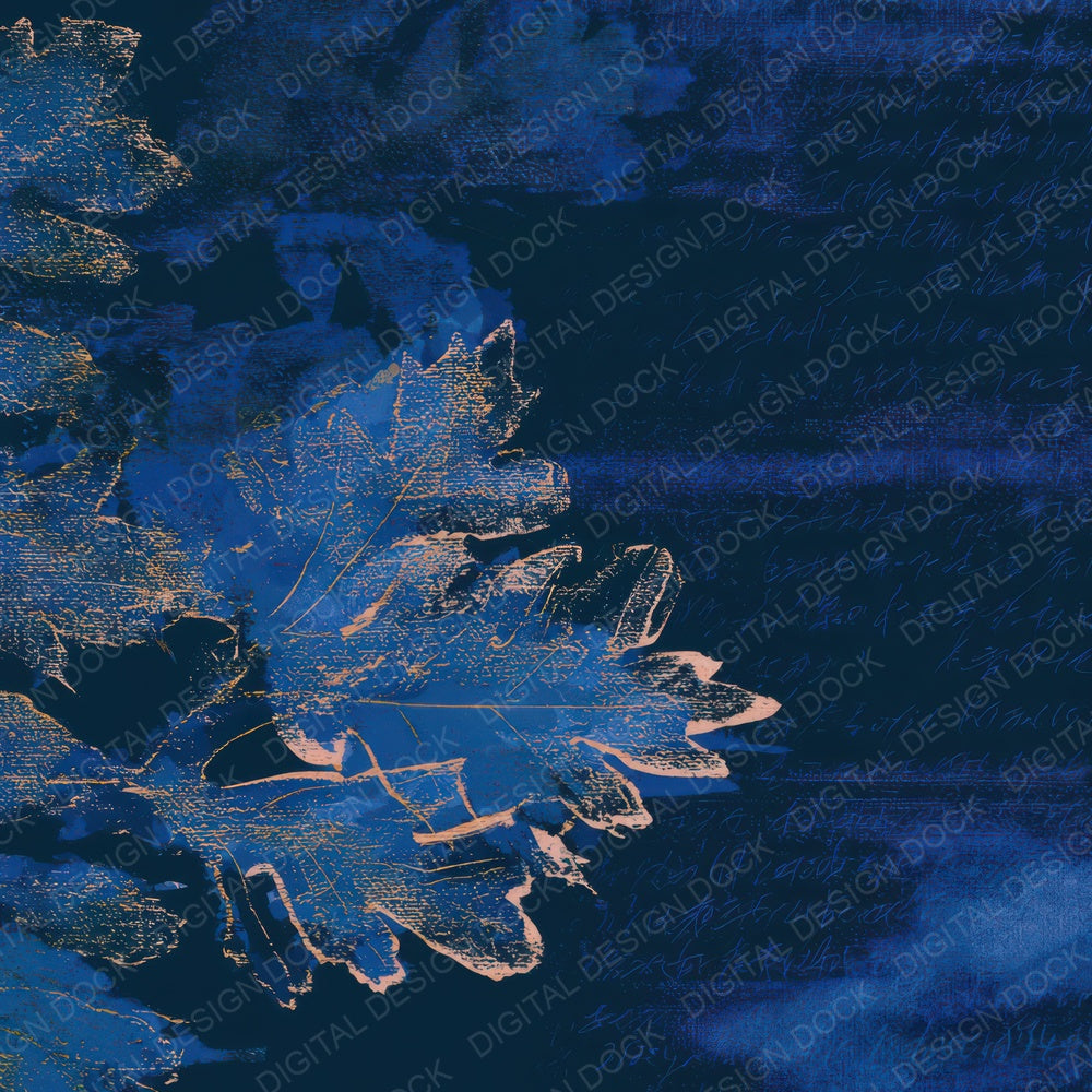 Minimal Oak Leaf Electric Blue Navy Digital Paper Pack (DDD013328)