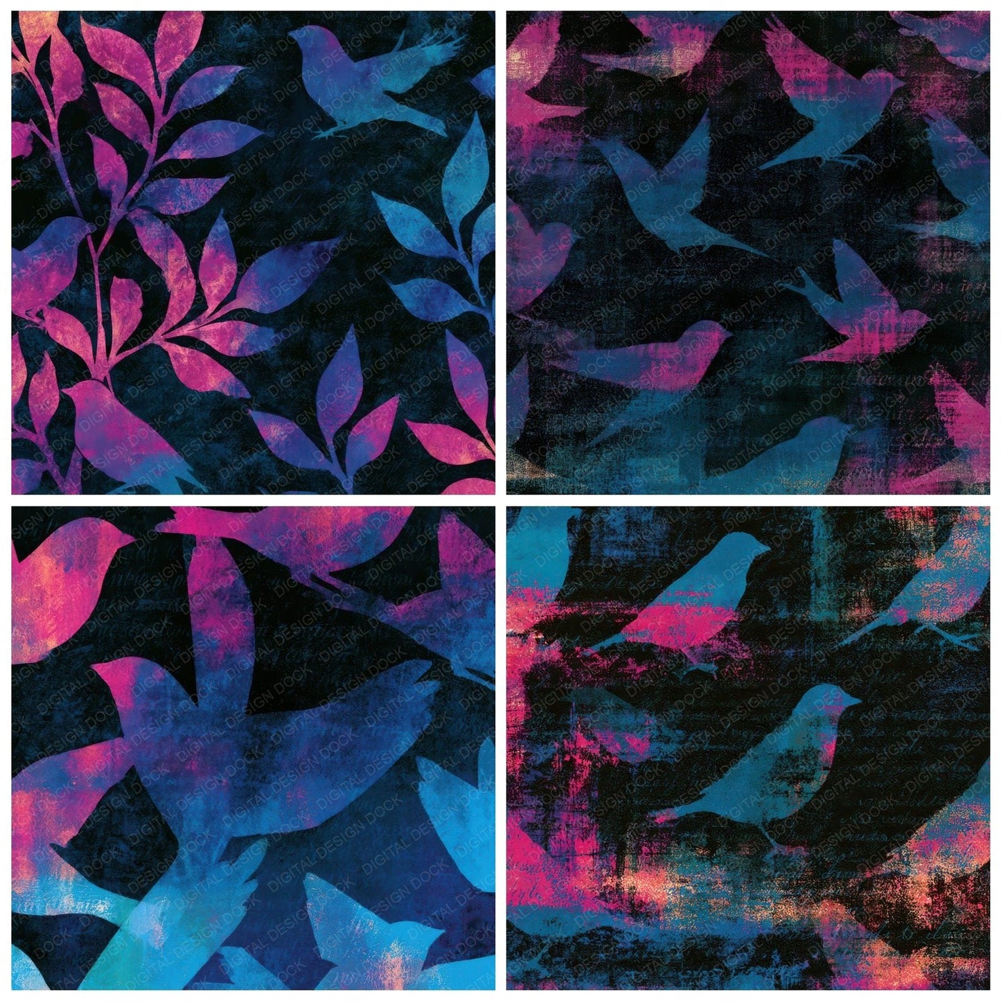 Minimal Sparrow Neon Black Digital Paper Pack (DDD013329)