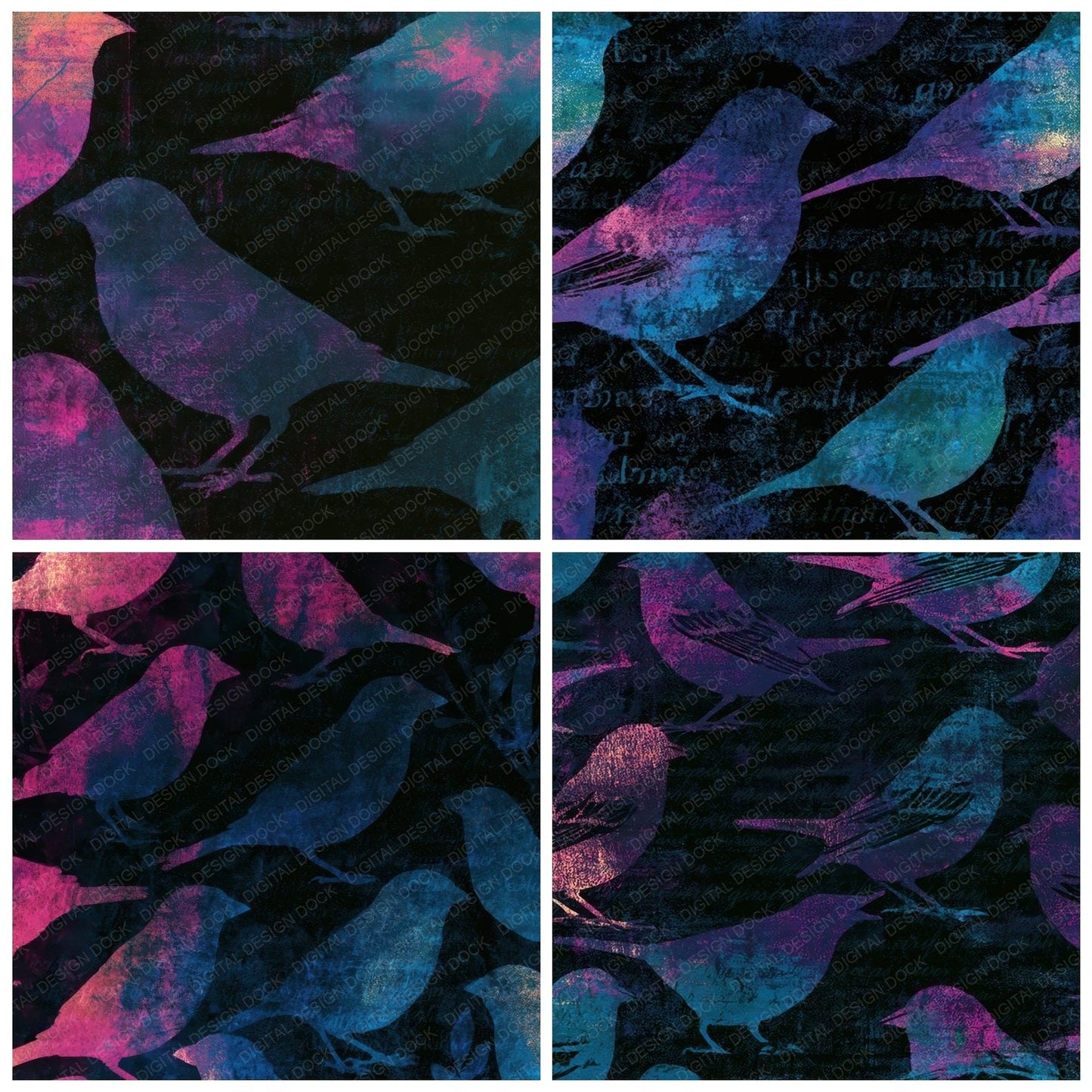 Minimal Sparrow Neon Black Digital Paper Pack (DDD013329)