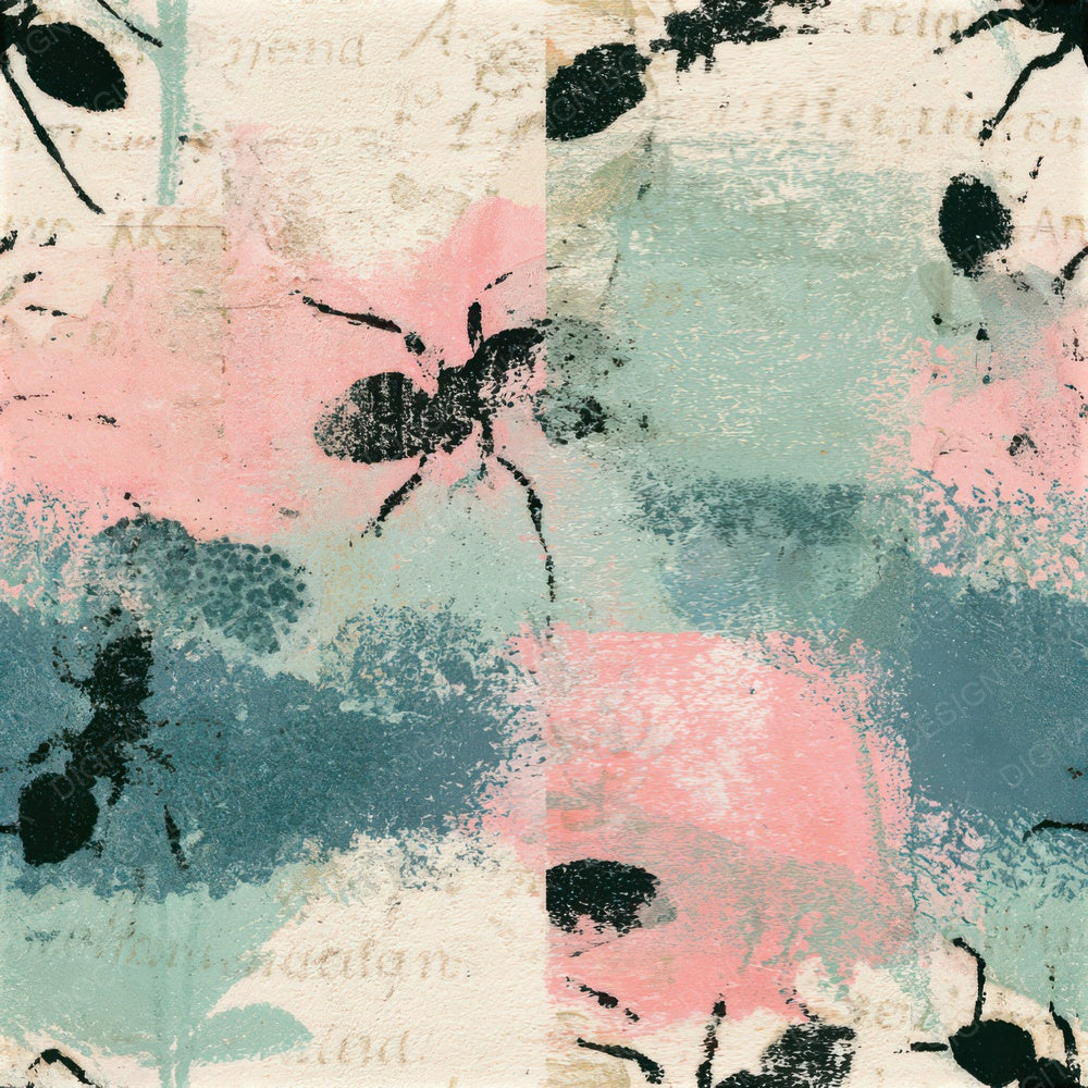 Monoprint Ants Cotton Candy Mint Seamless Digital Paper Pack (DDD013330)