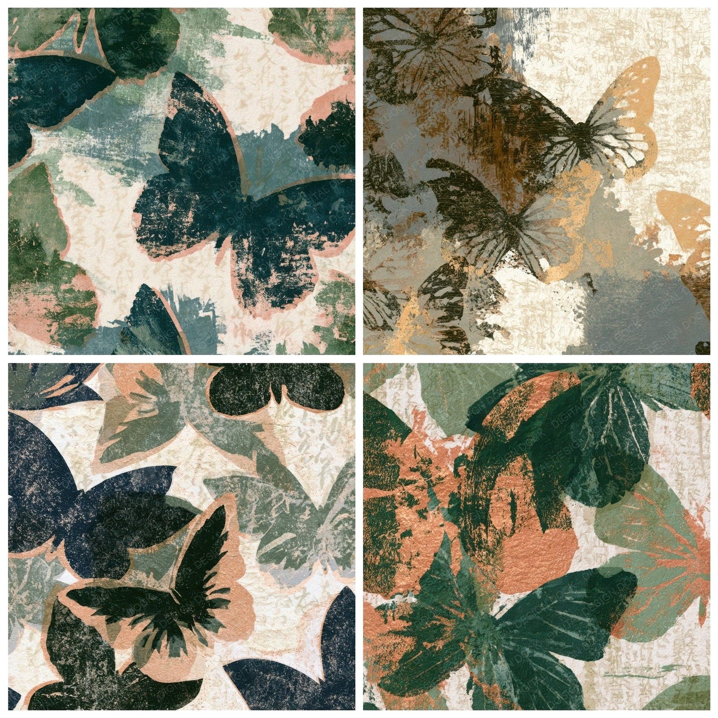 Monoprint Butterfly Wings Pine Stone Digital Paper Pack (DDD013331)