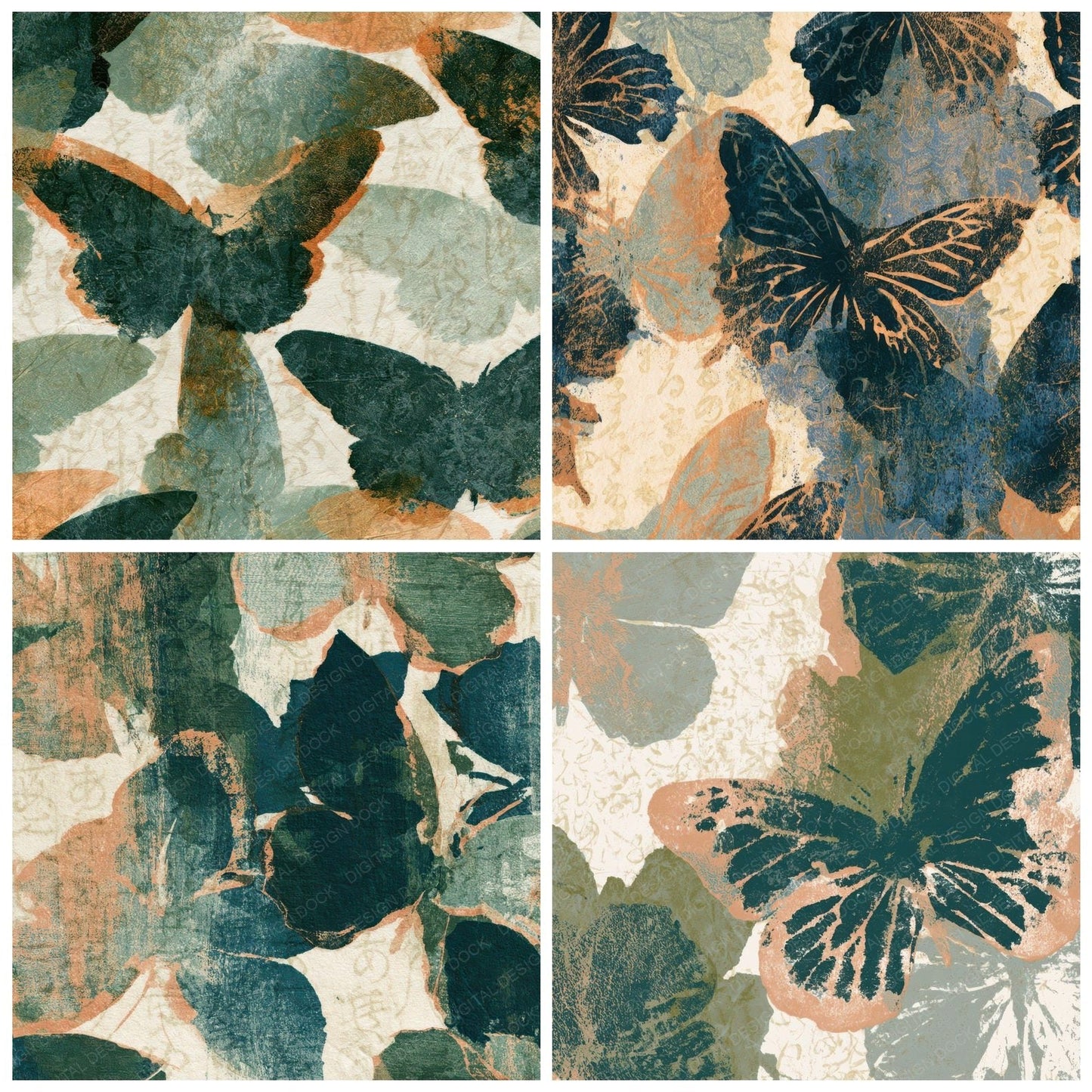 Monoprint Butterfly Wings Pine Stone Digital Paper Pack (DDD013331)