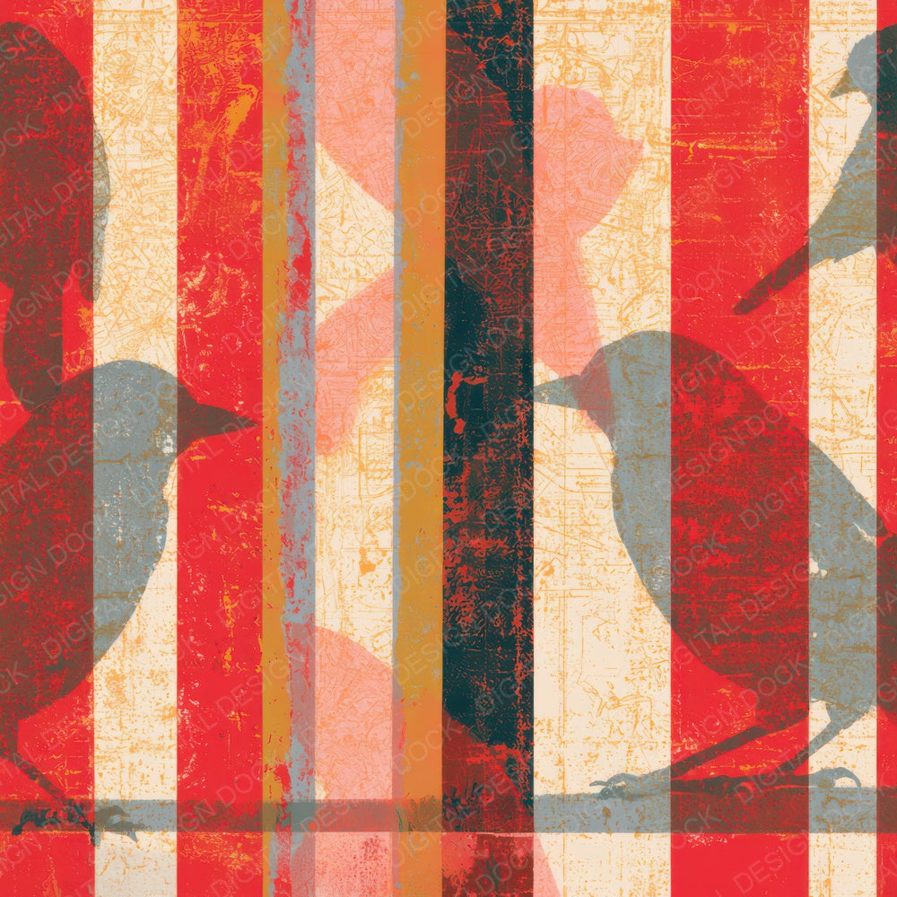 Woodblock Jay Candy Stripe Mustard Digital Paper Pack (DDD013334)