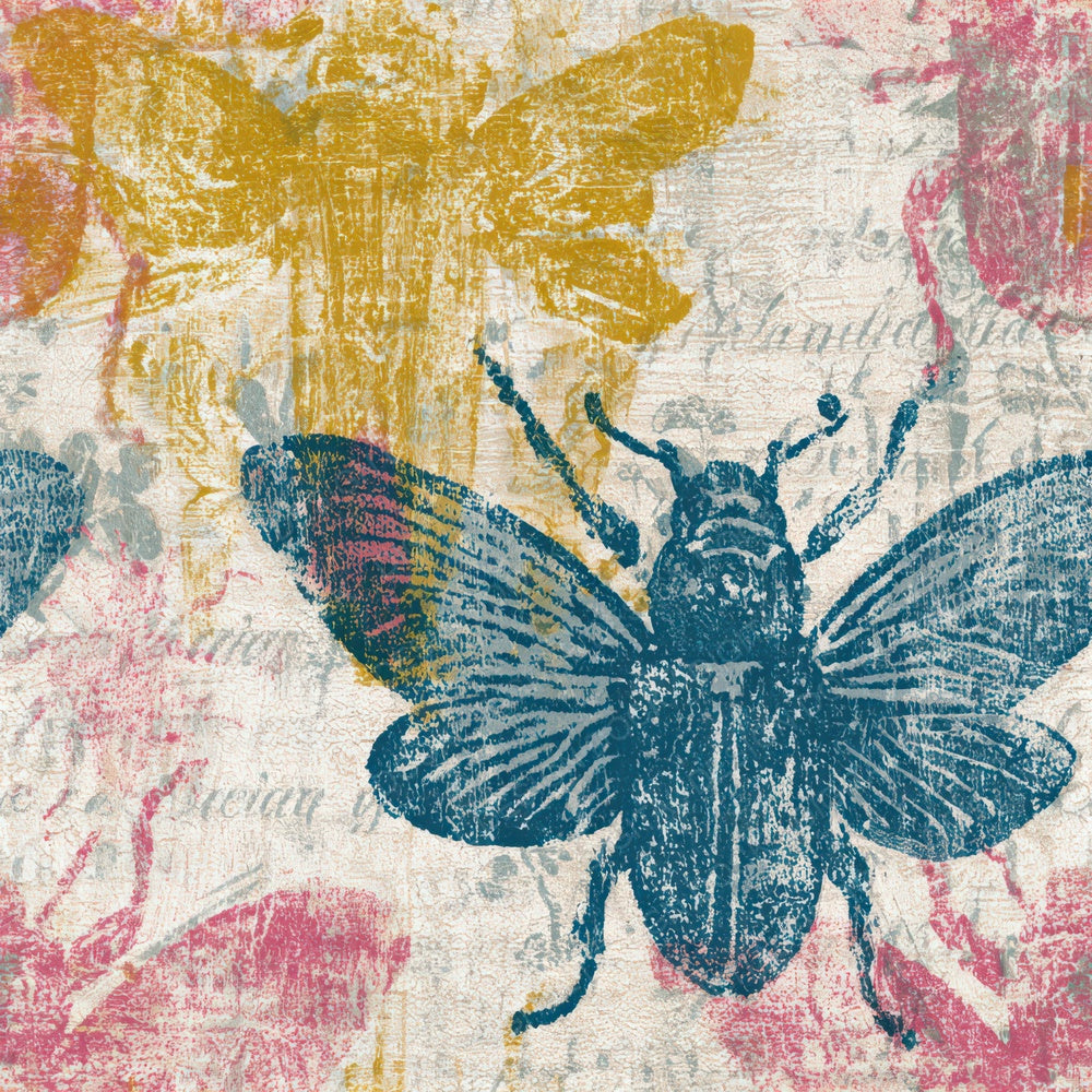 Woodcut Beetles Pink Blue Seamless Digital Paper Pack (DDD013335)