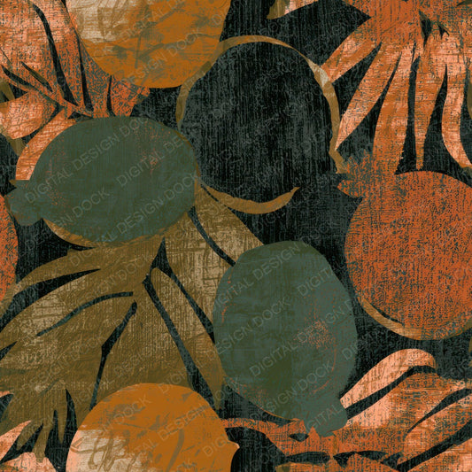 Woodcut Tropical Fruit Forest Saffron Digital Paper Pack (DDD013340)