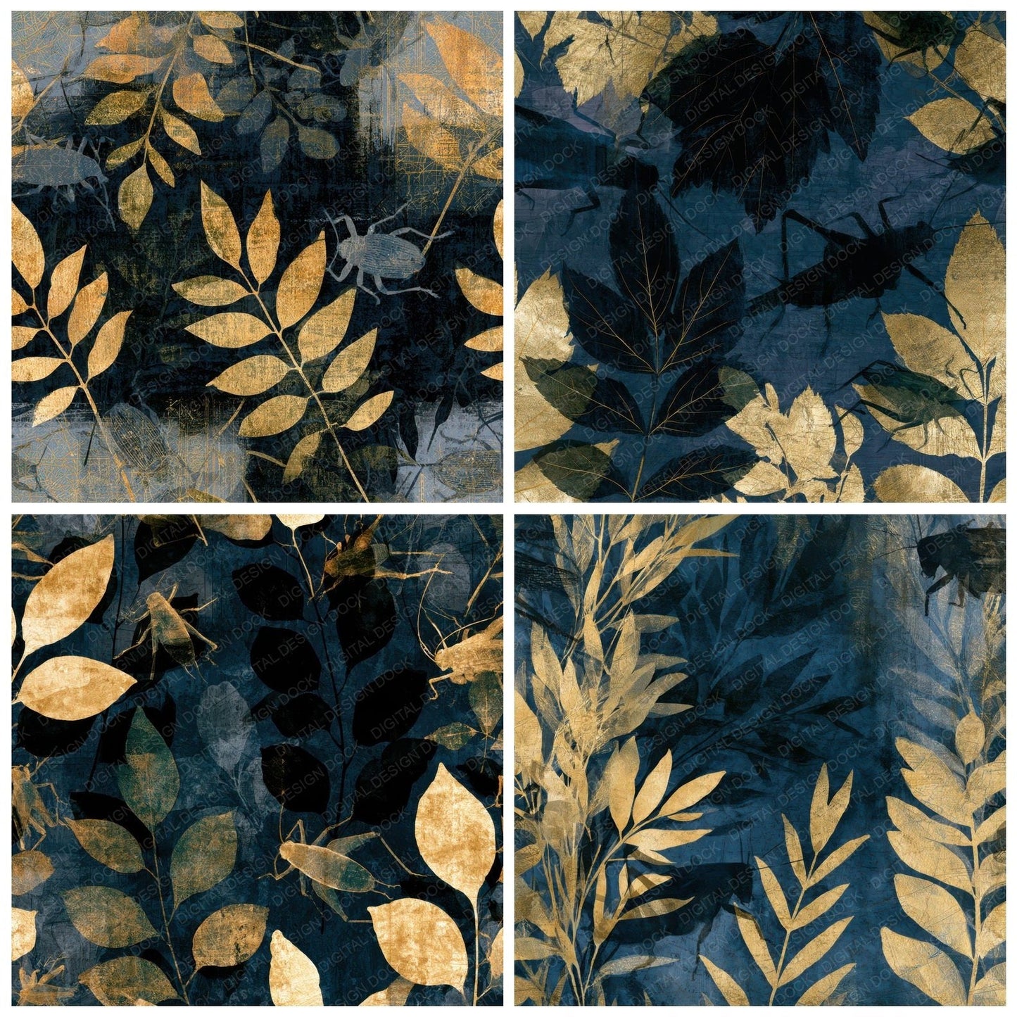X-ray Cricket Antique Gold Black Digital Paper Pack (DDD013341)