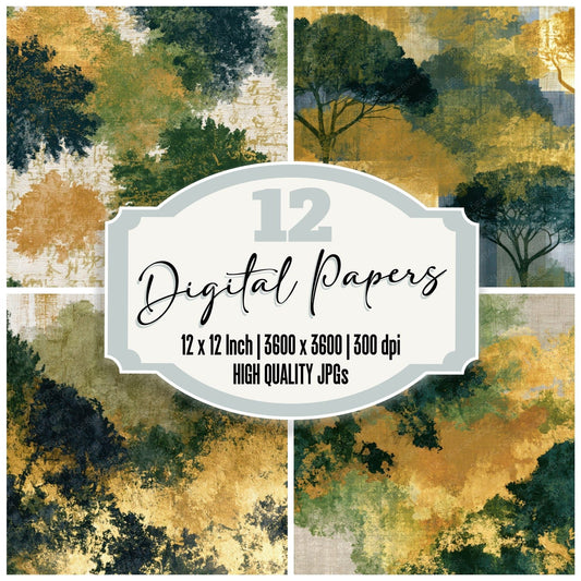 X-ray Moss Olive Ochre Digital Paper Pack (DDD013344)
