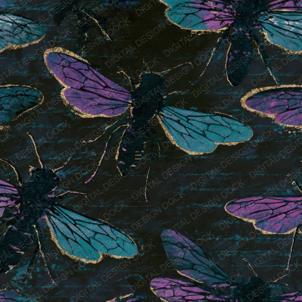 Minimal Wasp Teal Magenta Digital Paper Pack (DDD013347)