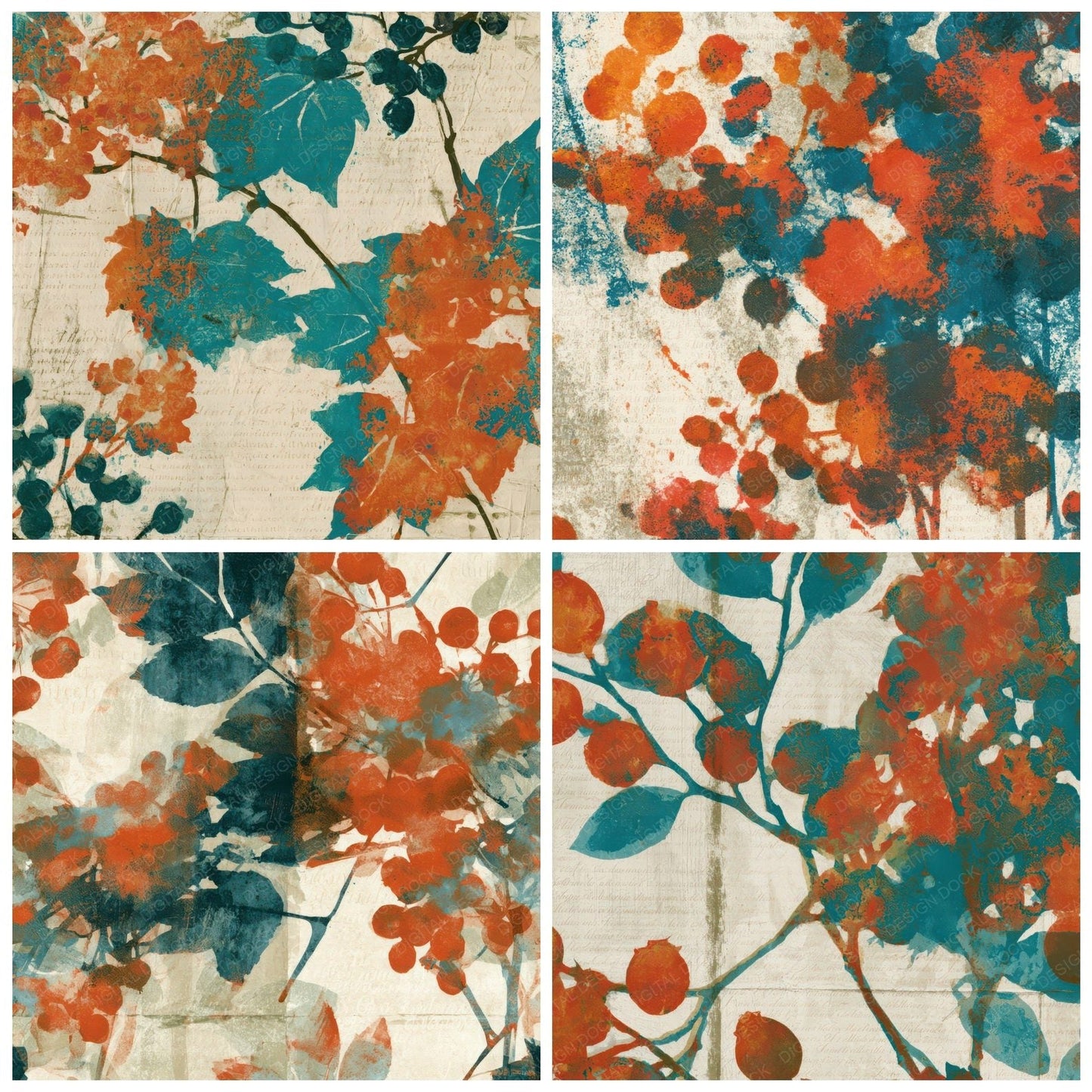 Monoprint Berry Tangerine Aqua Digital Paper Pack (DDD013348)