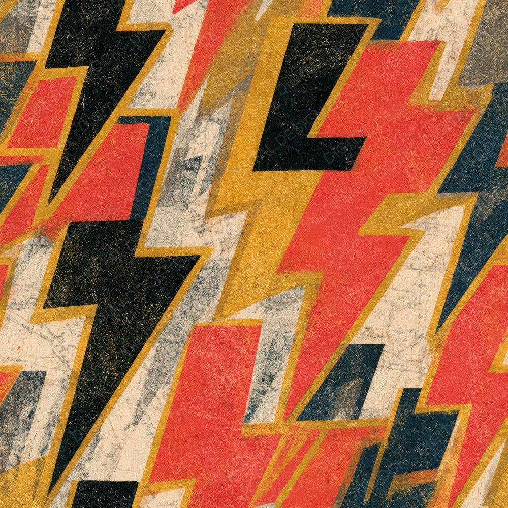 Woodblock Lightning Bolt Terracotta Mustard Digital Paper Pack (DDD013354)