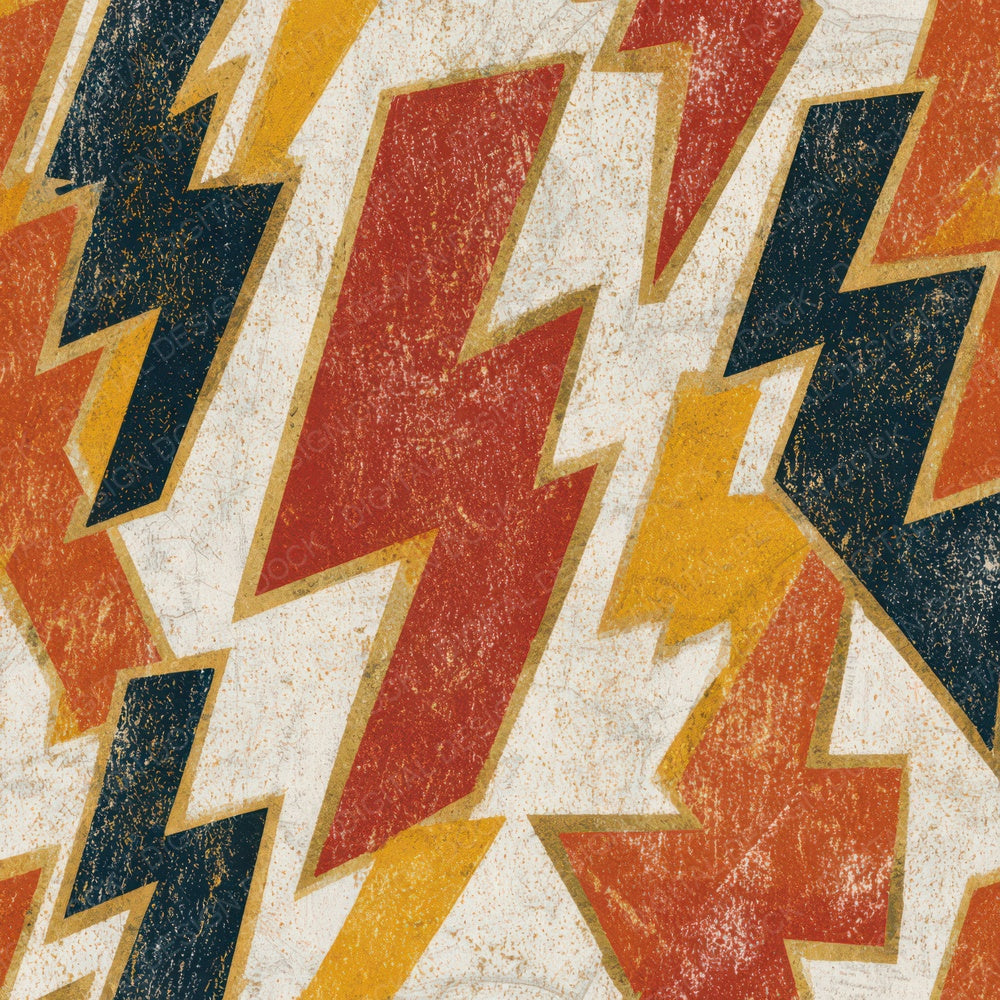 Woodblock Lightning Bolt Terracotta Mustard Digital Paper Pack (DDD013354)