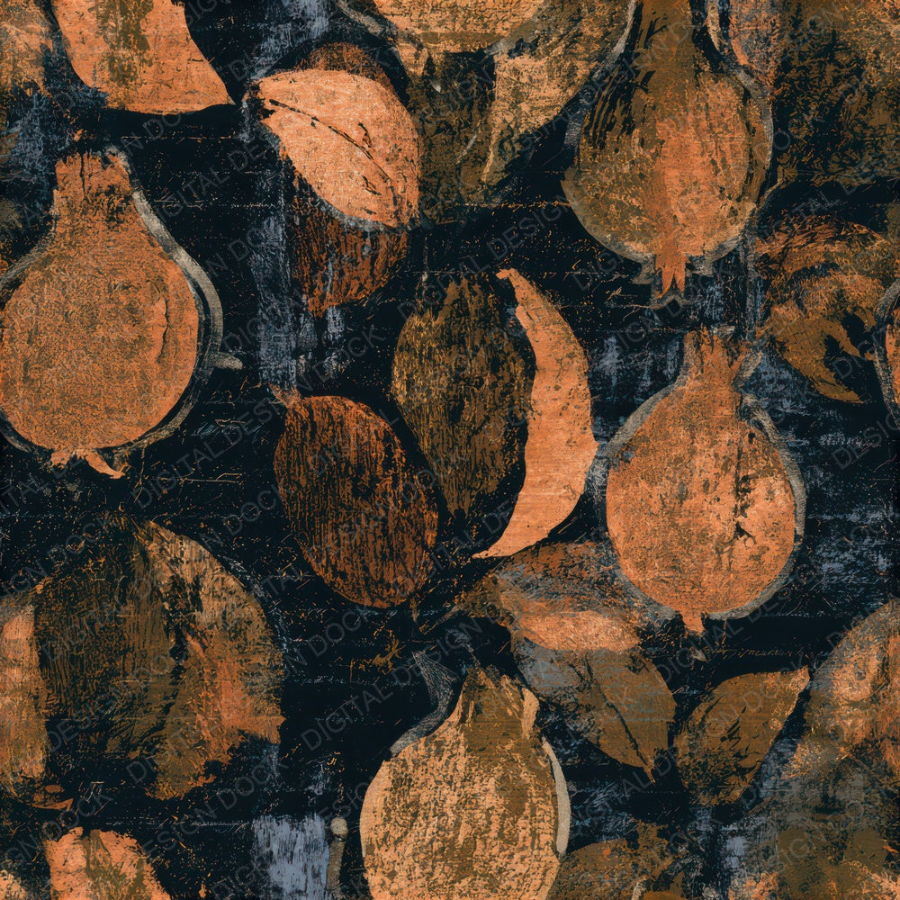Woodblock Quince Copper Rust Seamless Digital Paper Pack (DDD013356)