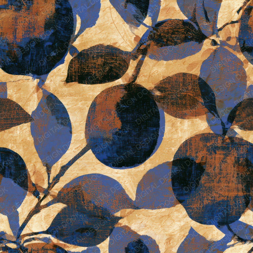 Woodcut Apple Sienna Indigo Digital Paper Pack (DDD013357)