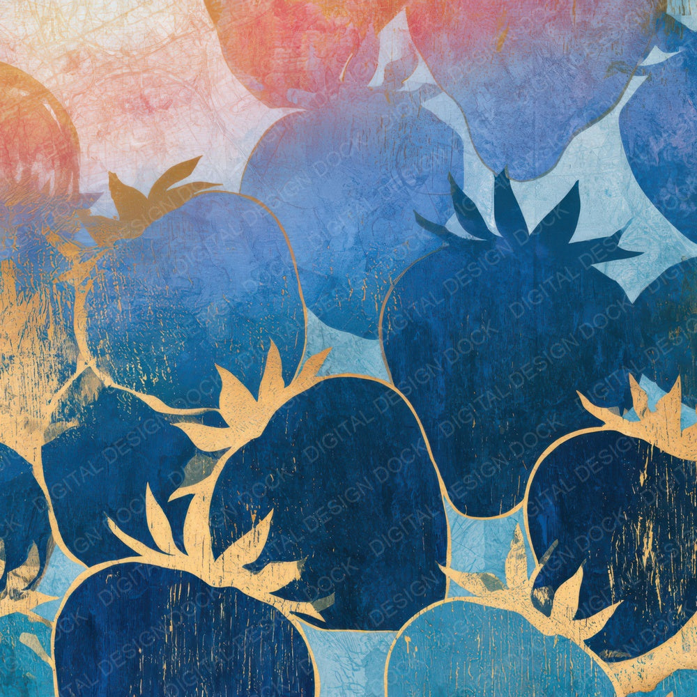 Woodcut Strawberries Navy Bone Digital Paper Pack (DDD013360)