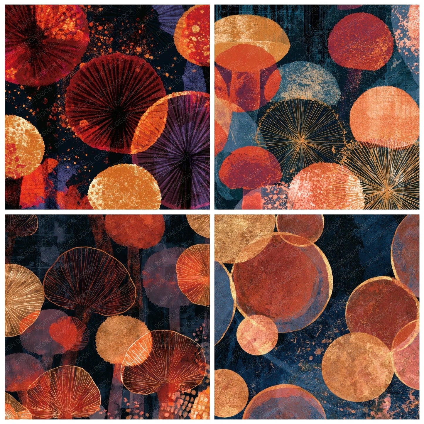 X-ray Puffballs Oxblood Copper Digital Paper Pack (DDD013361)