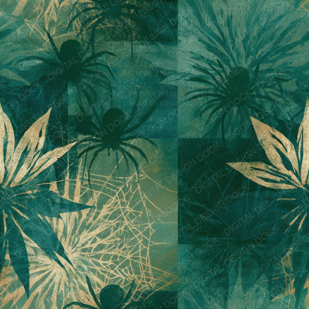 X-ray Spider Web Forest Green Bone Seamless Digital Paper Pack (DDD013362)