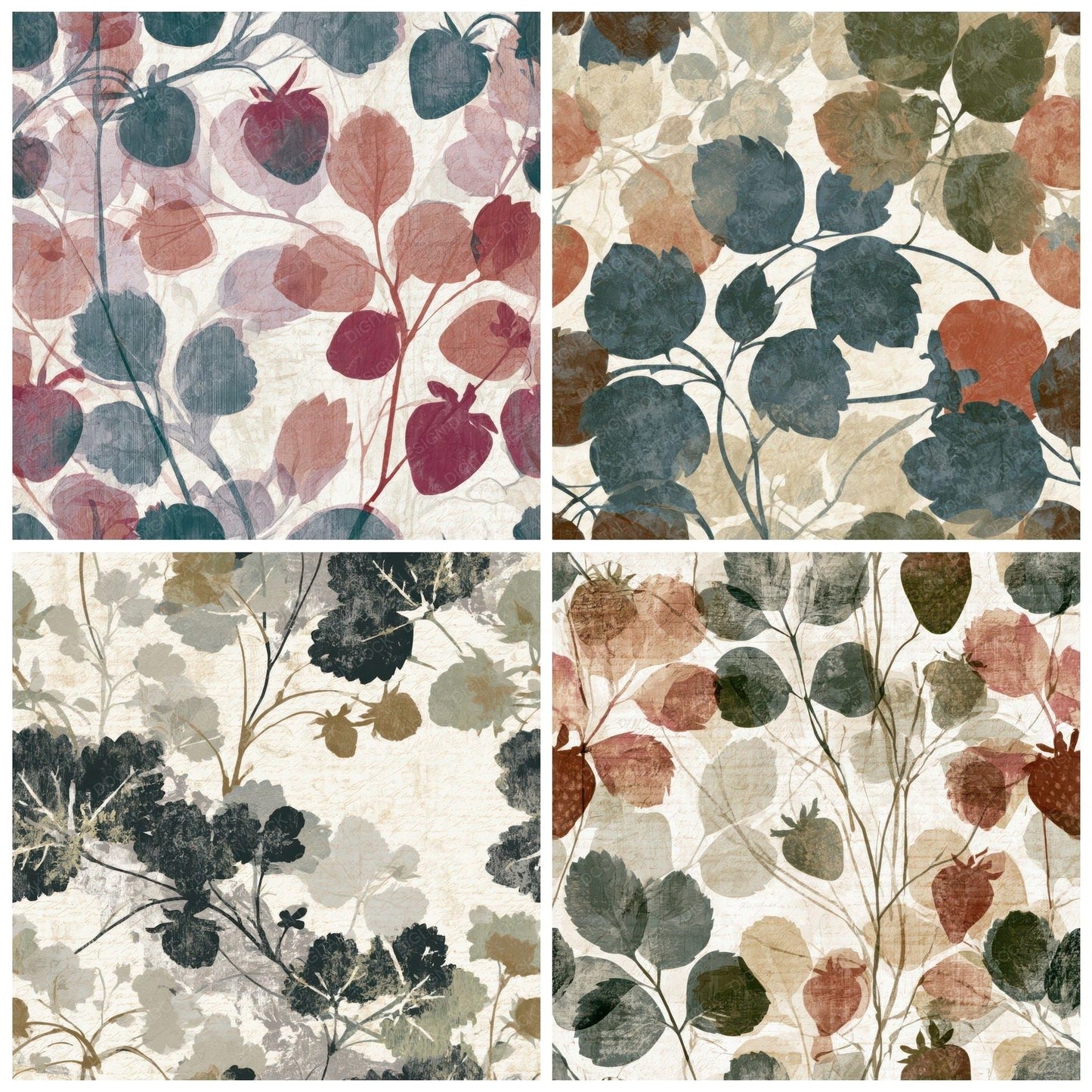 X-ray Strawberry Pine Cream Digital Paper Pack (DDD013363)