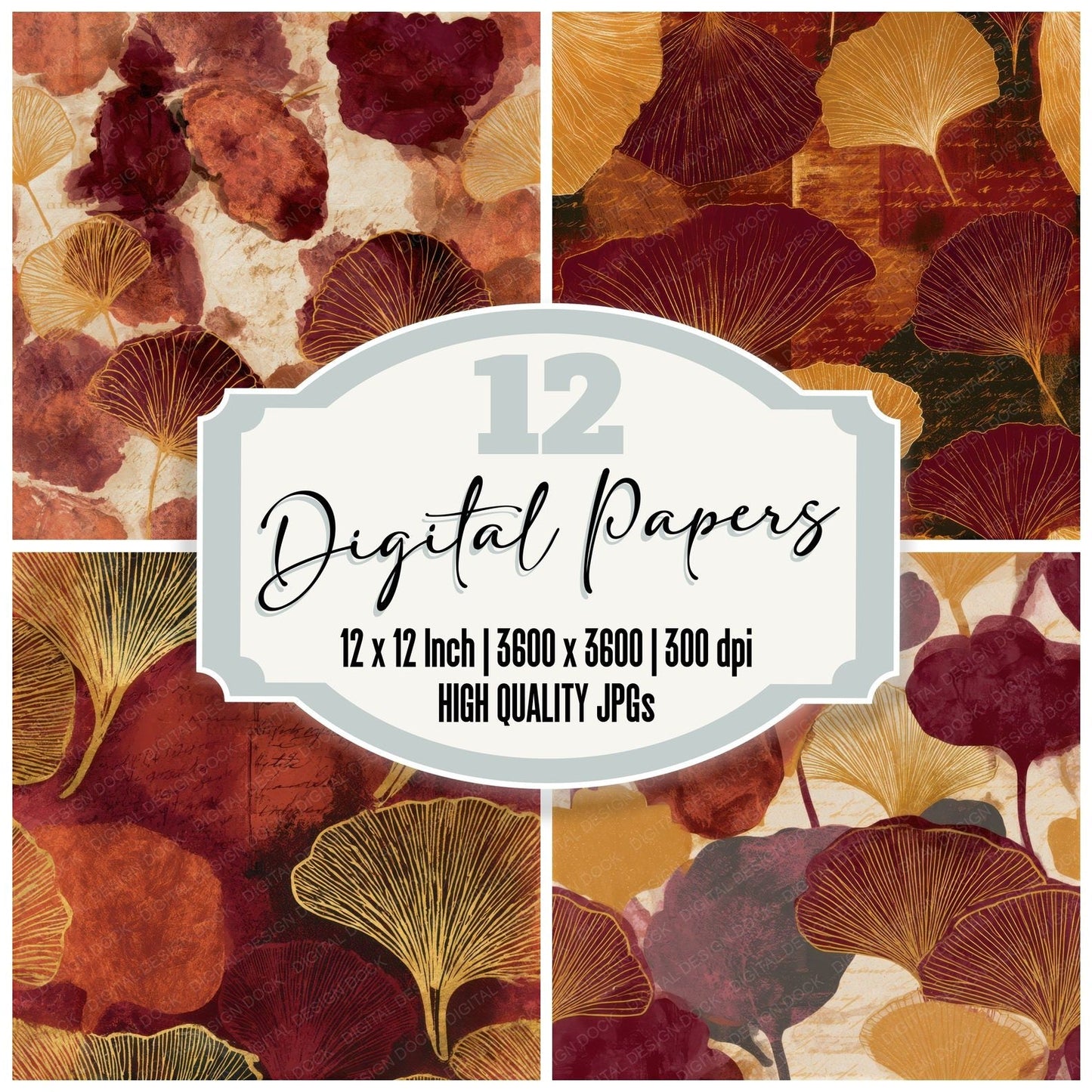 Minimal Fungi Rust Parchment Seamless Digital Paper Pack (DDD013366)