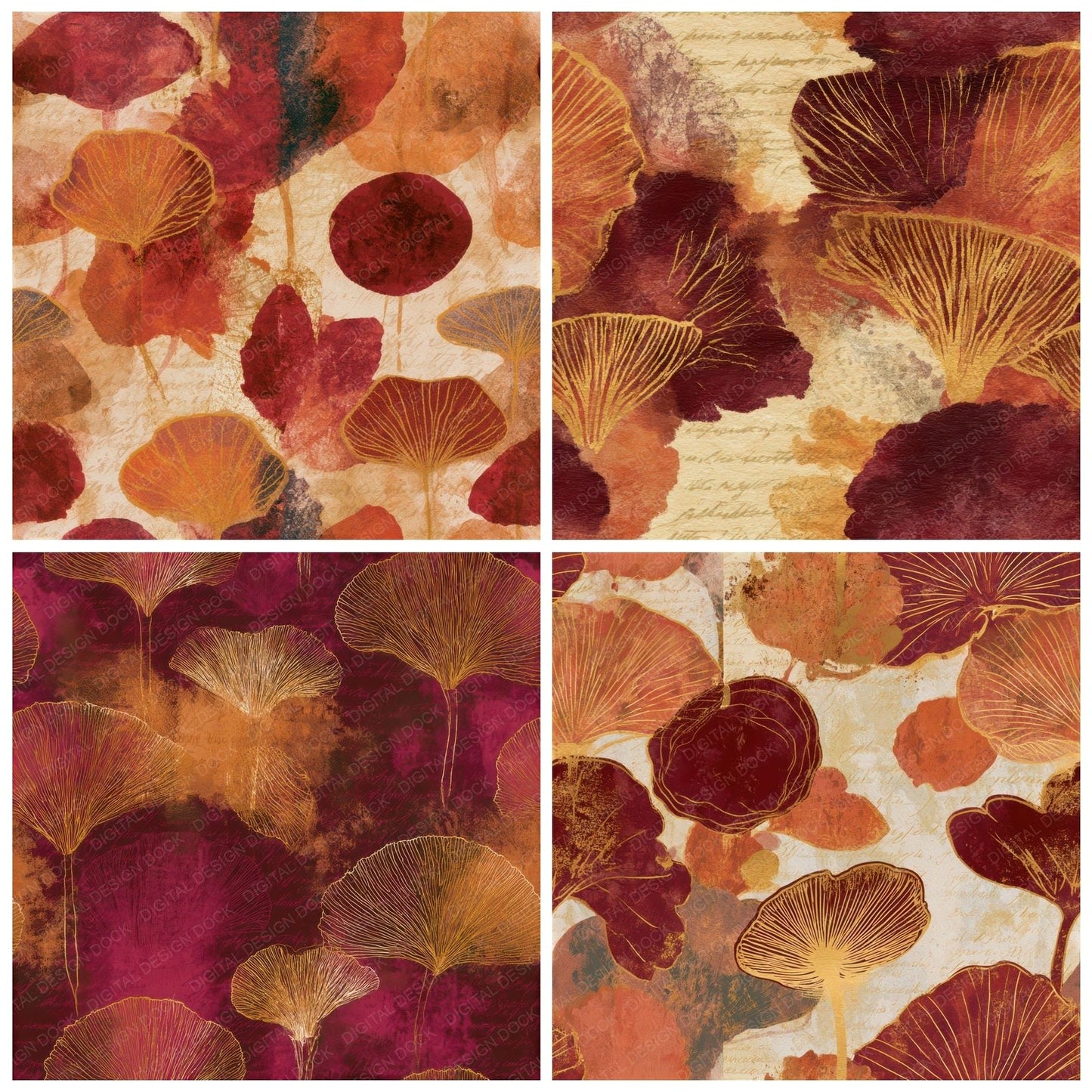 Minimal Fungi Rust Parchment Seamless Digital Paper Pack (DDD013366)