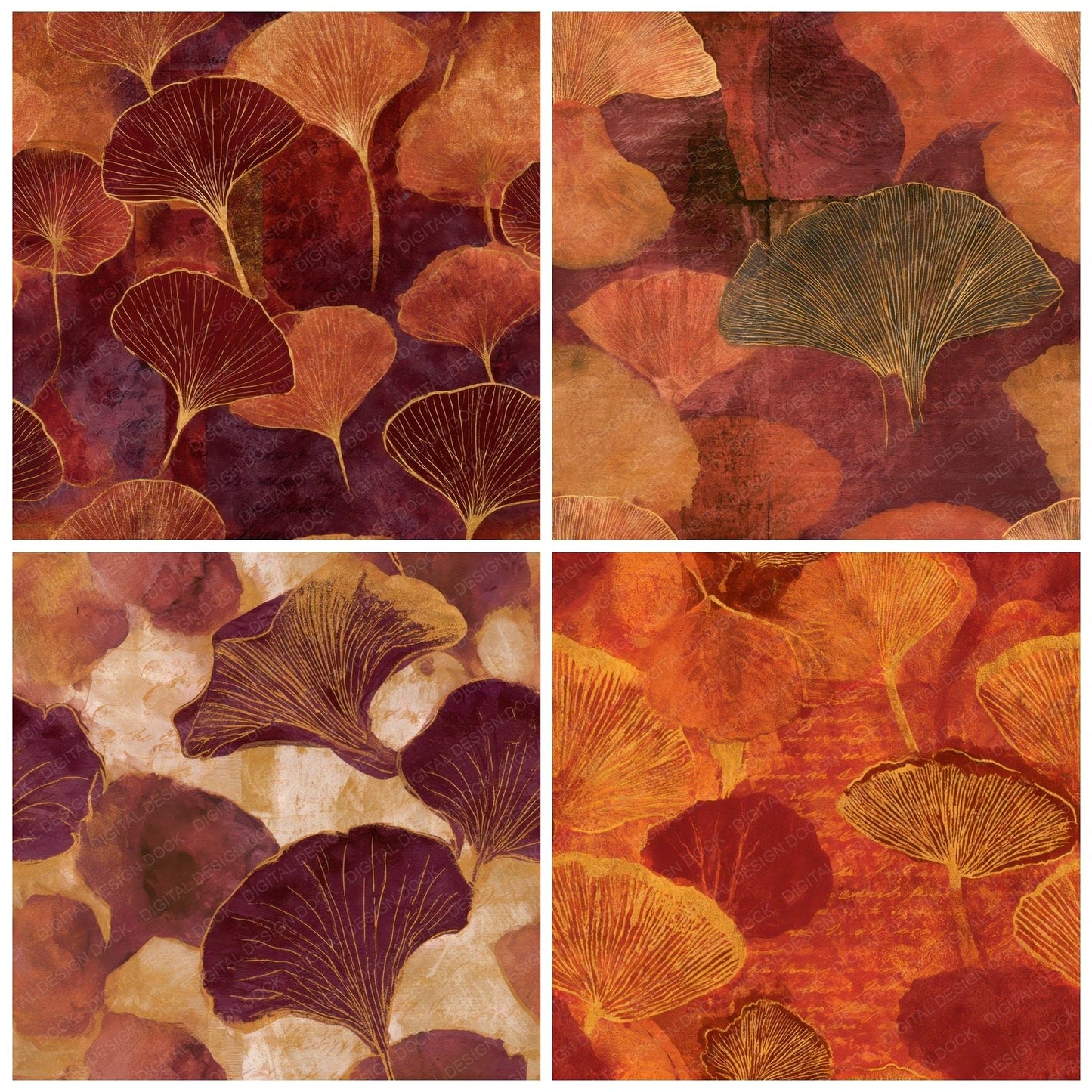 Minimal Fungi Rust Parchment Seamless Digital Paper Pack (DDD013366)