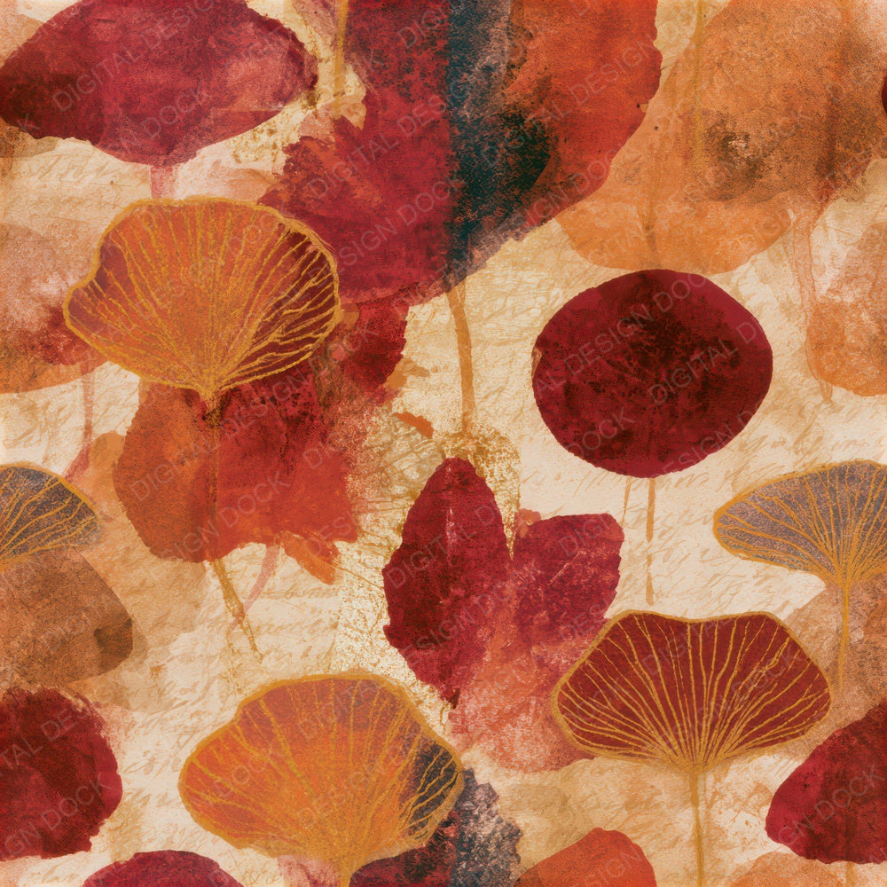 Minimal Fungi Rust Parchment Seamless Digital Paper Pack (DDD013366)