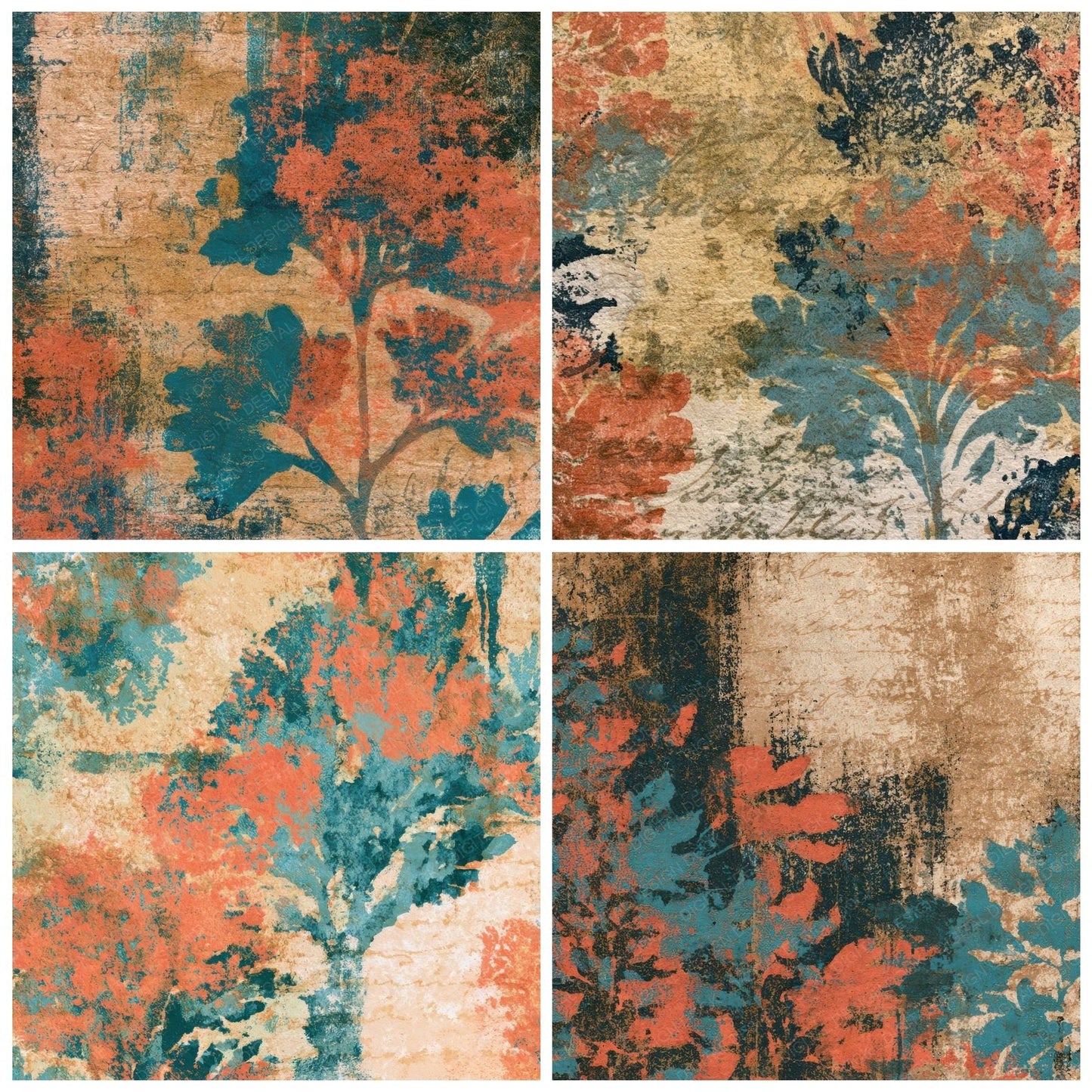Monoprint Lichen Coral Turquoise Digital Paper Pack (DDD013369)