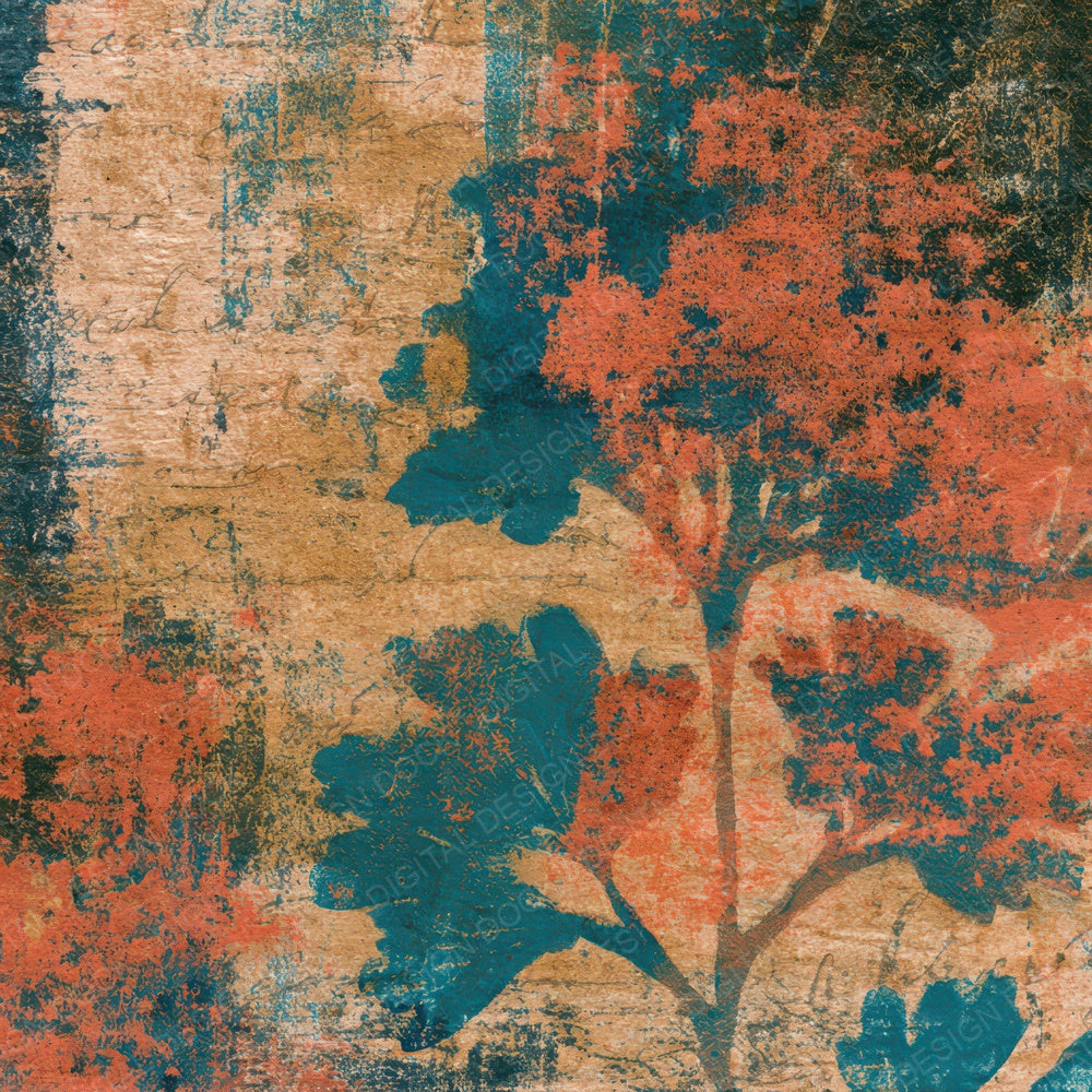 Monoprint Lichen Coral Turquoise Digital Paper Pack (DDD013369)