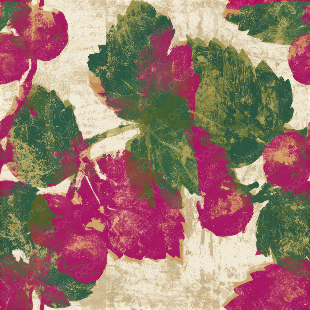 Monoprint Mulberries Magenta Jungle Green Seamless Digital Paper Pack (DDD013370)
