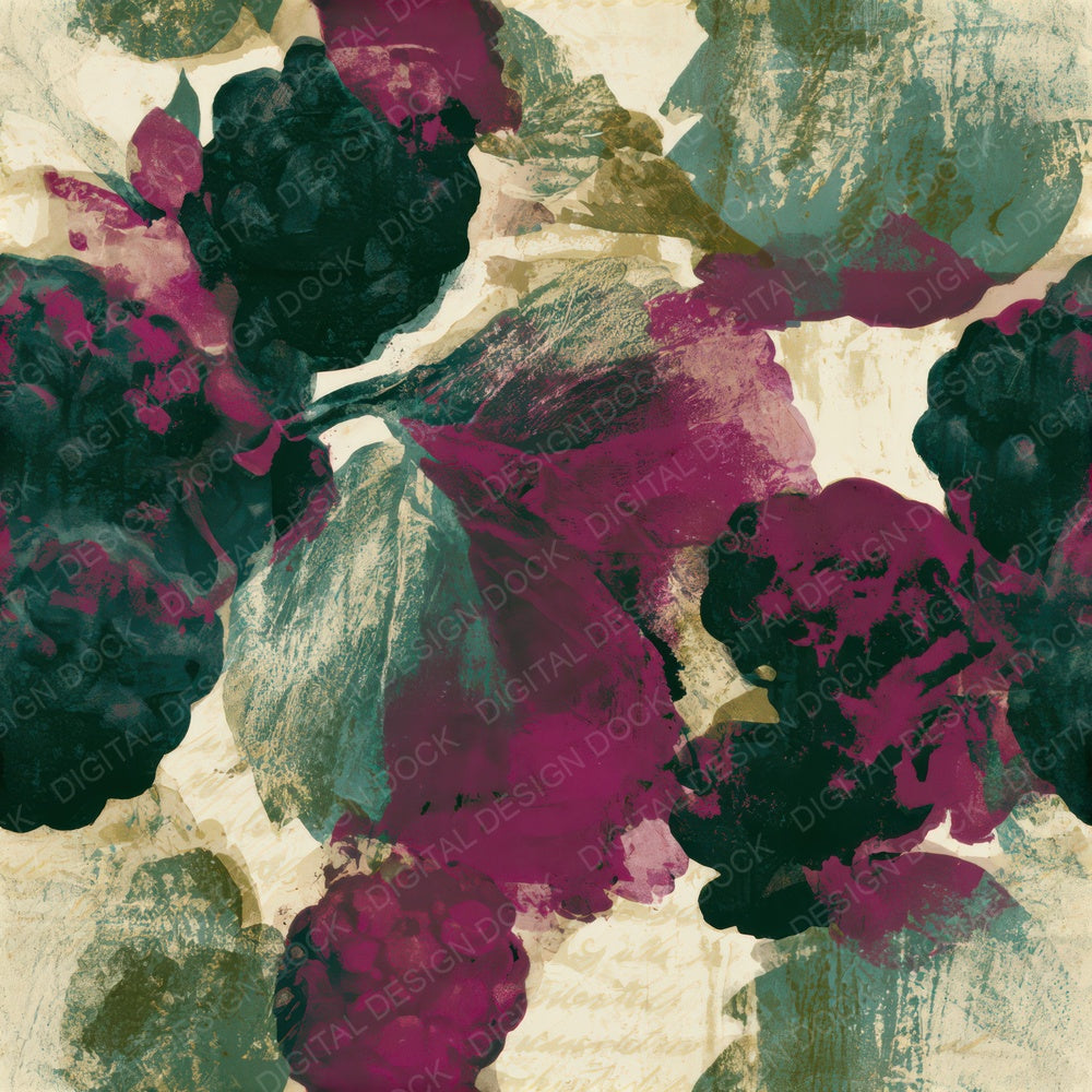 Monoprint Mulberries Magenta Jungle Green Seamless Digital Paper Pack (DDD013370)